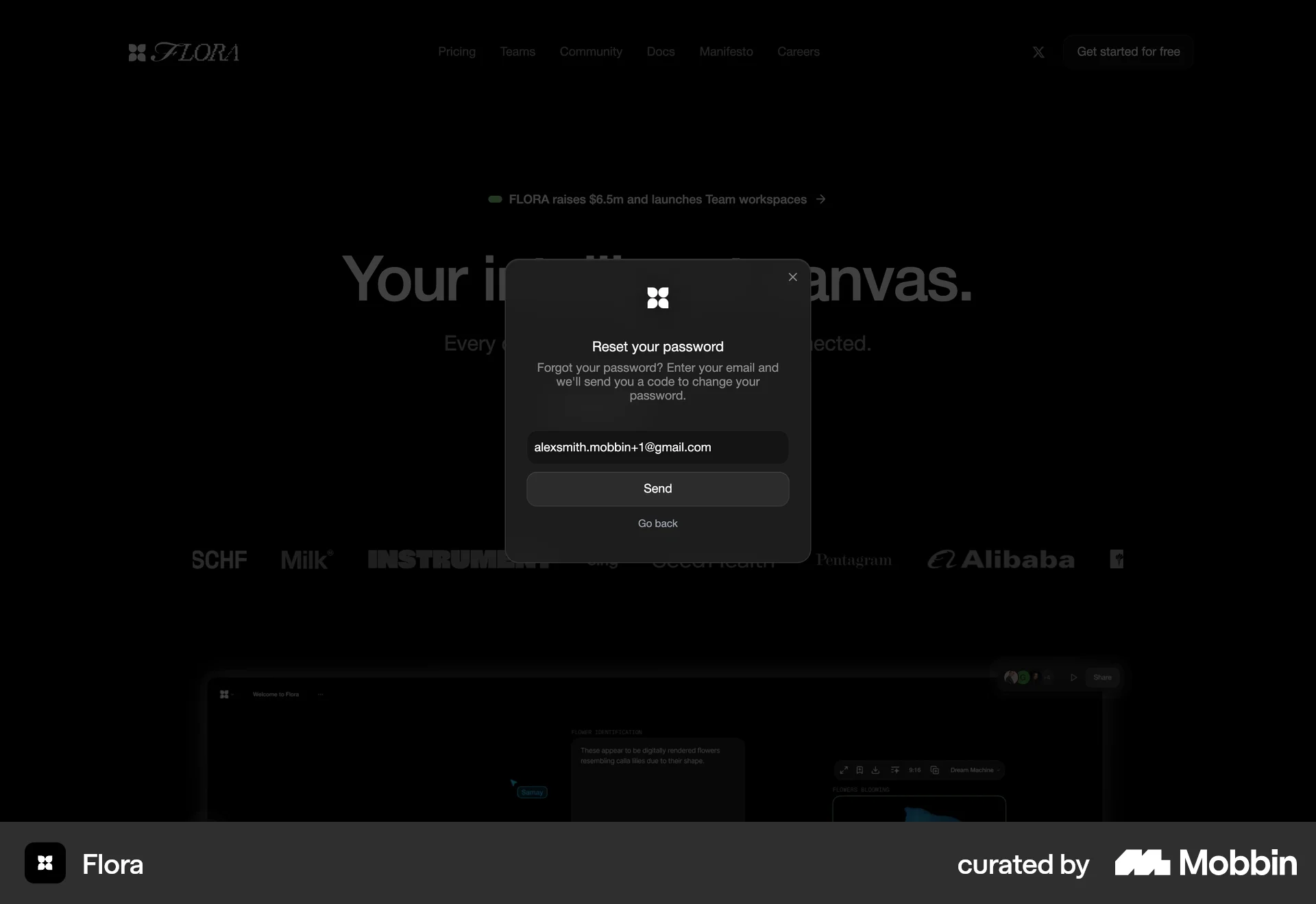 FLORA Web Forgot Password screen