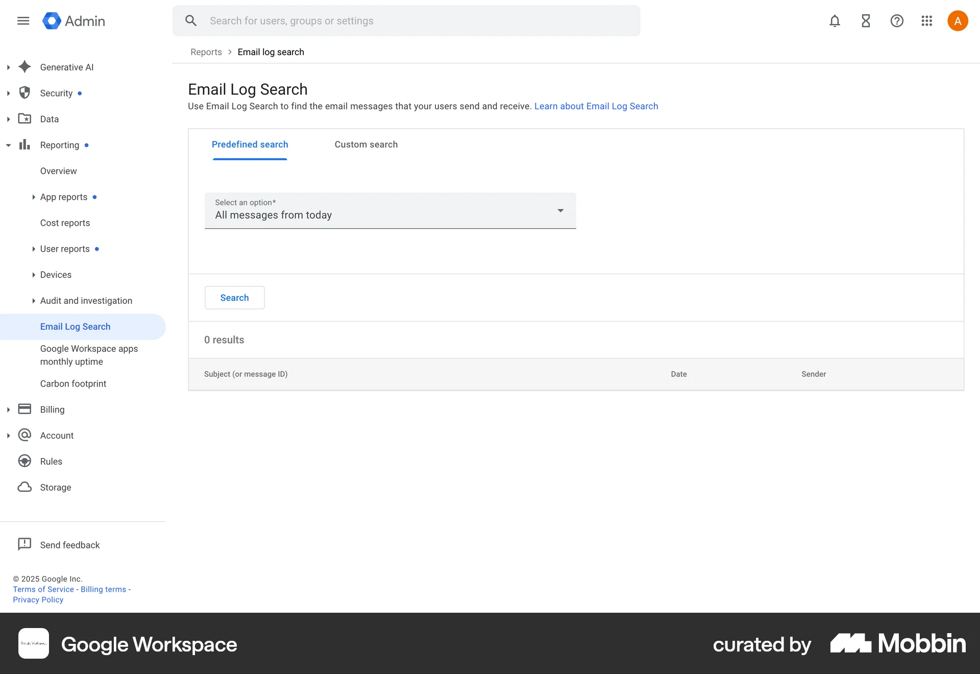 Google Workspace Web Empty State screen