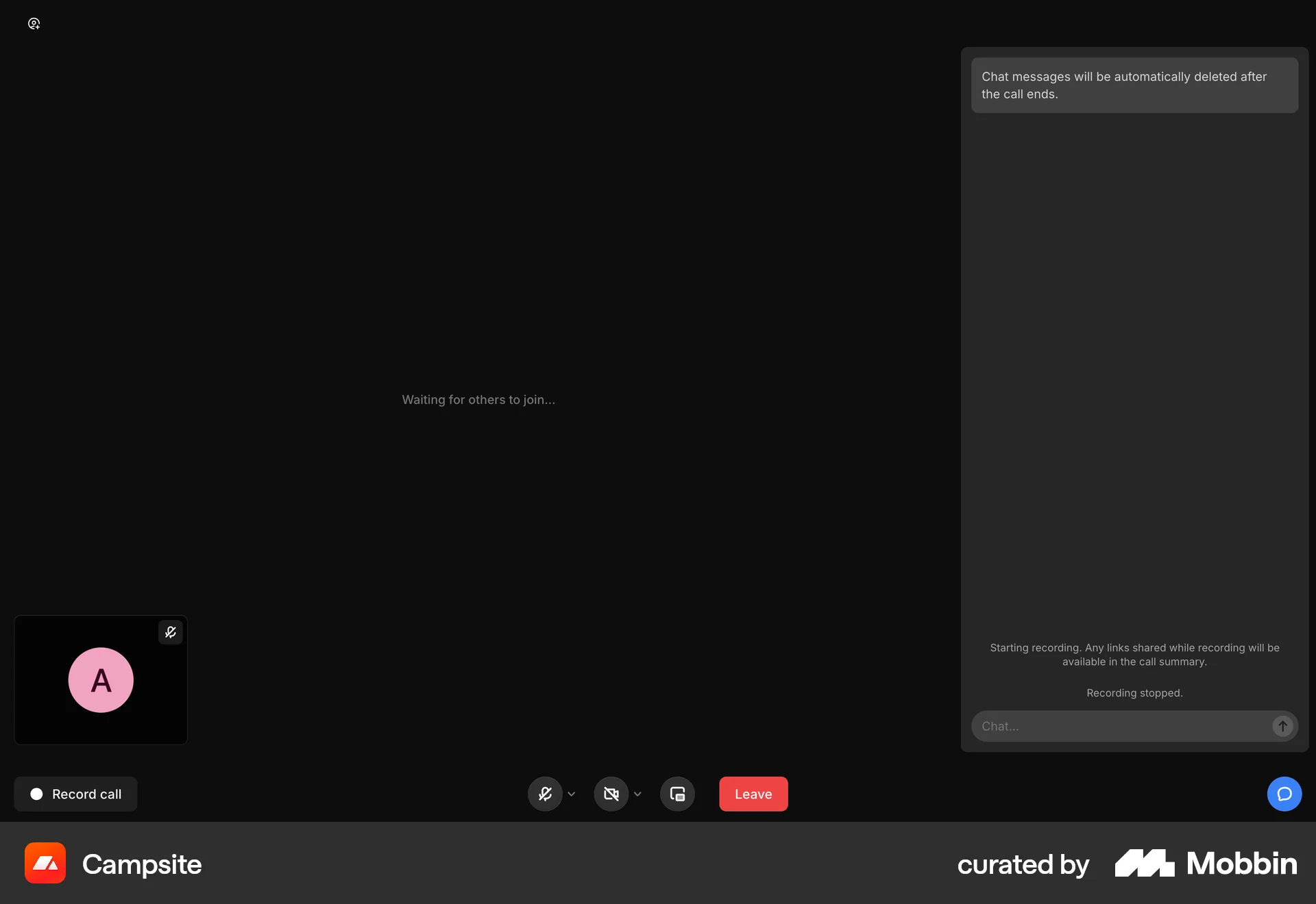 Campsite Web Chat Detail screen