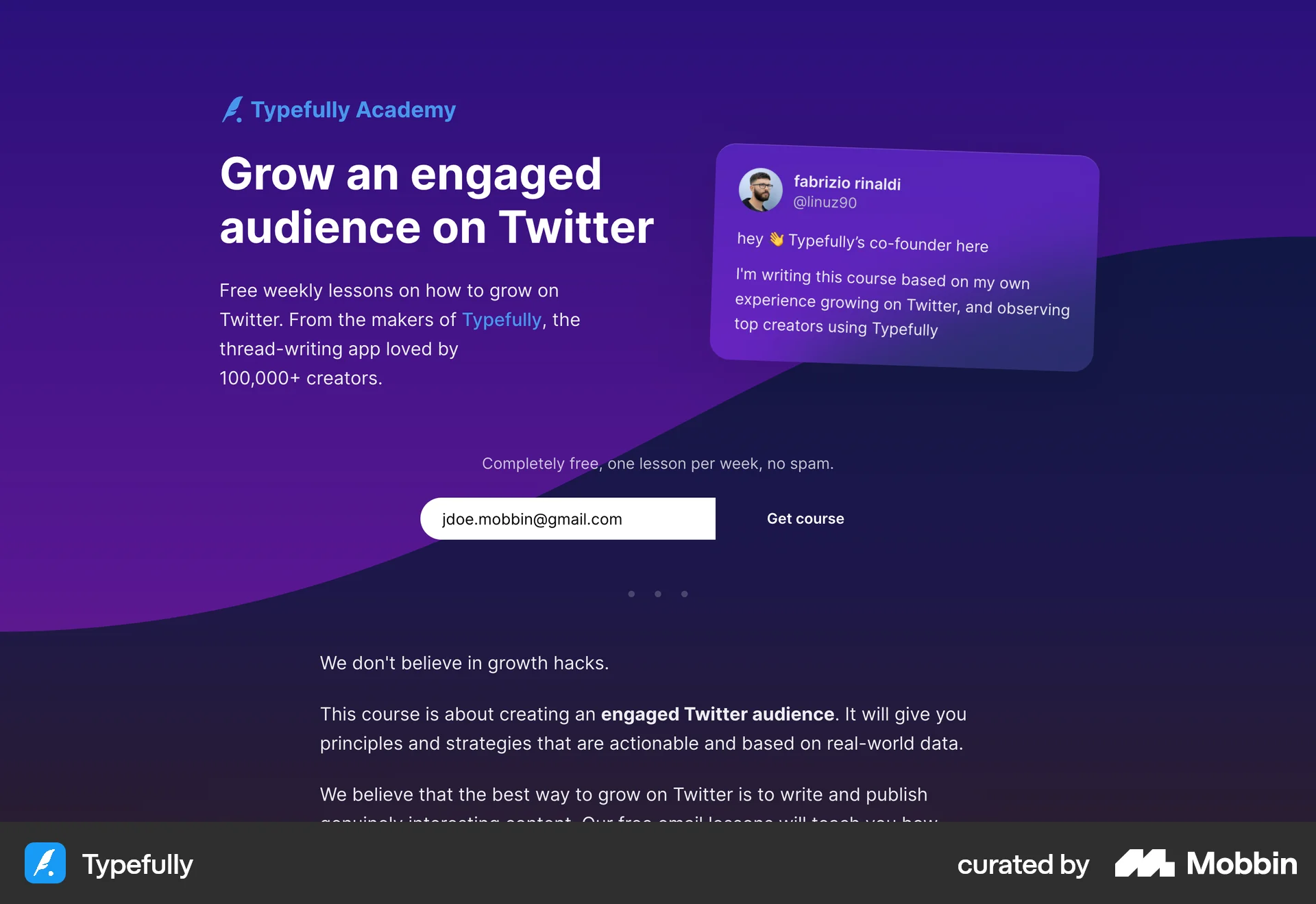 Typefully Web Follow & Subscribe screen