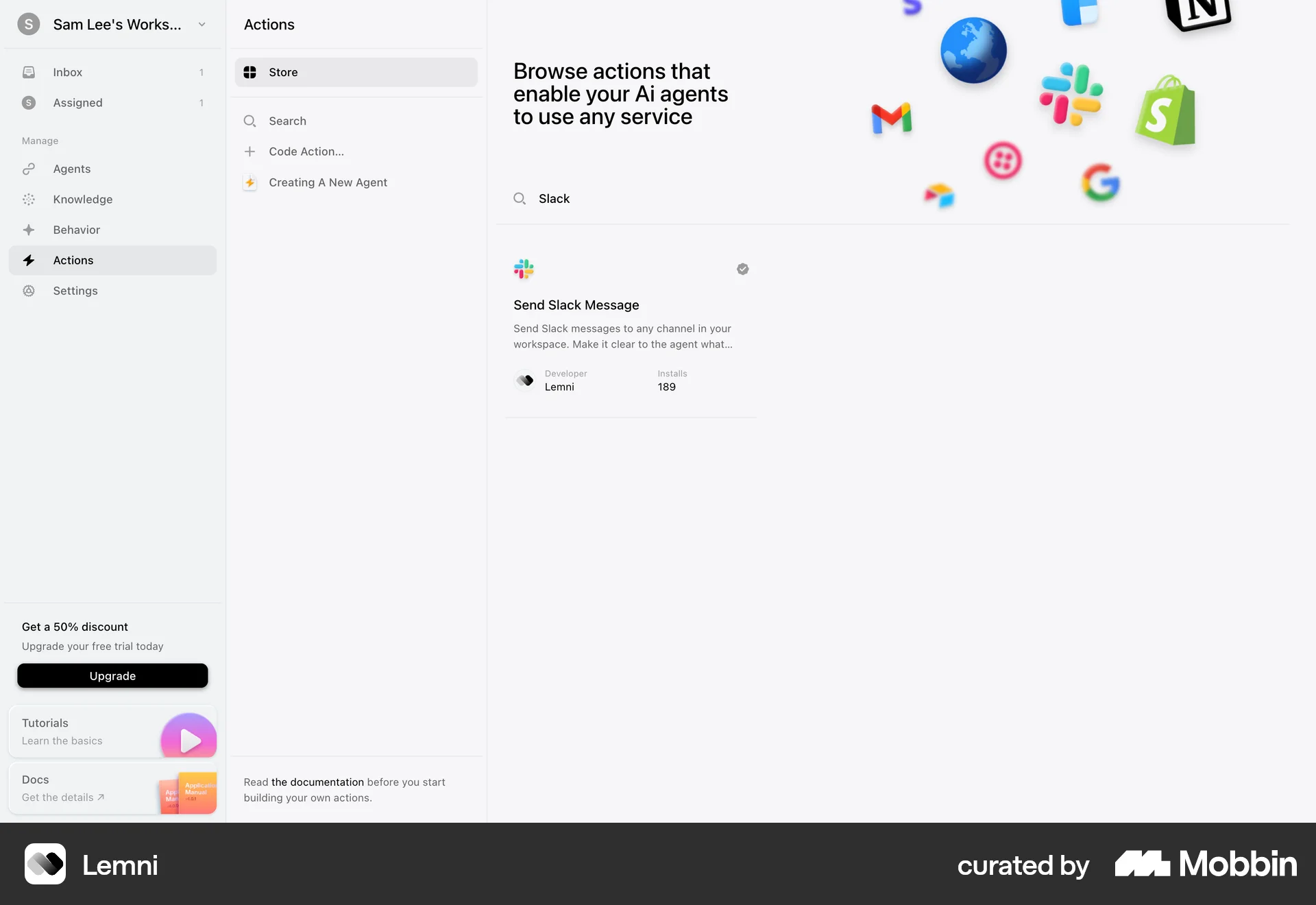 Lemni Web Search screen