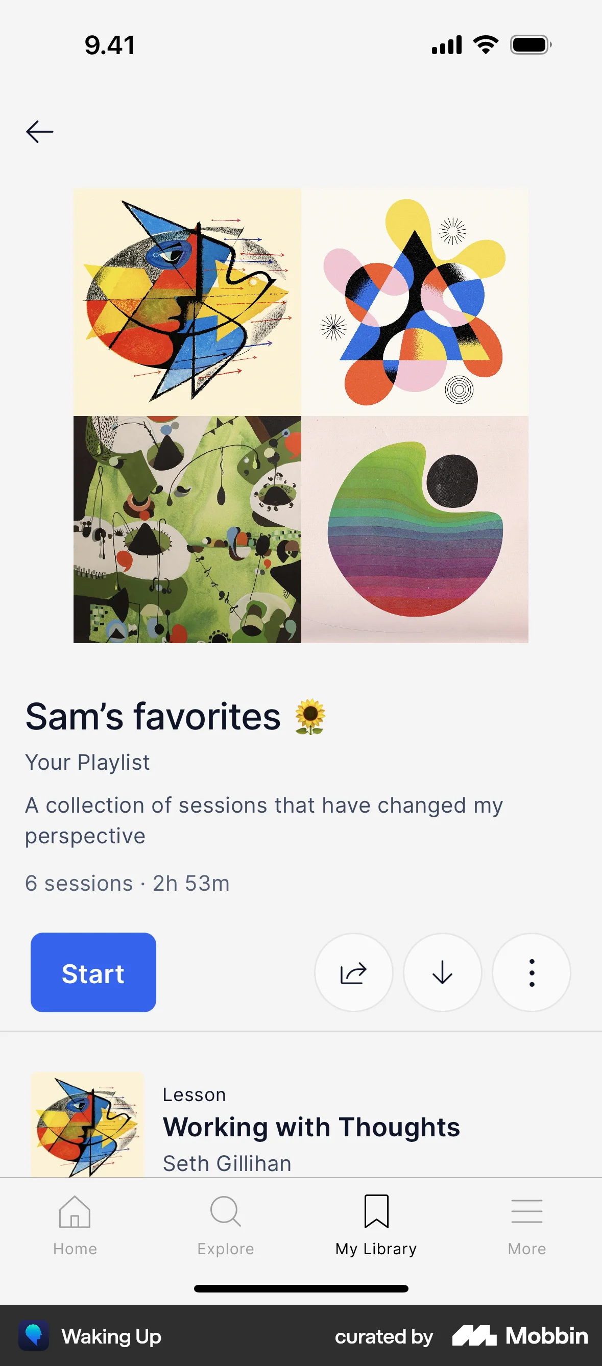 Waking Up iOS Playlists screen