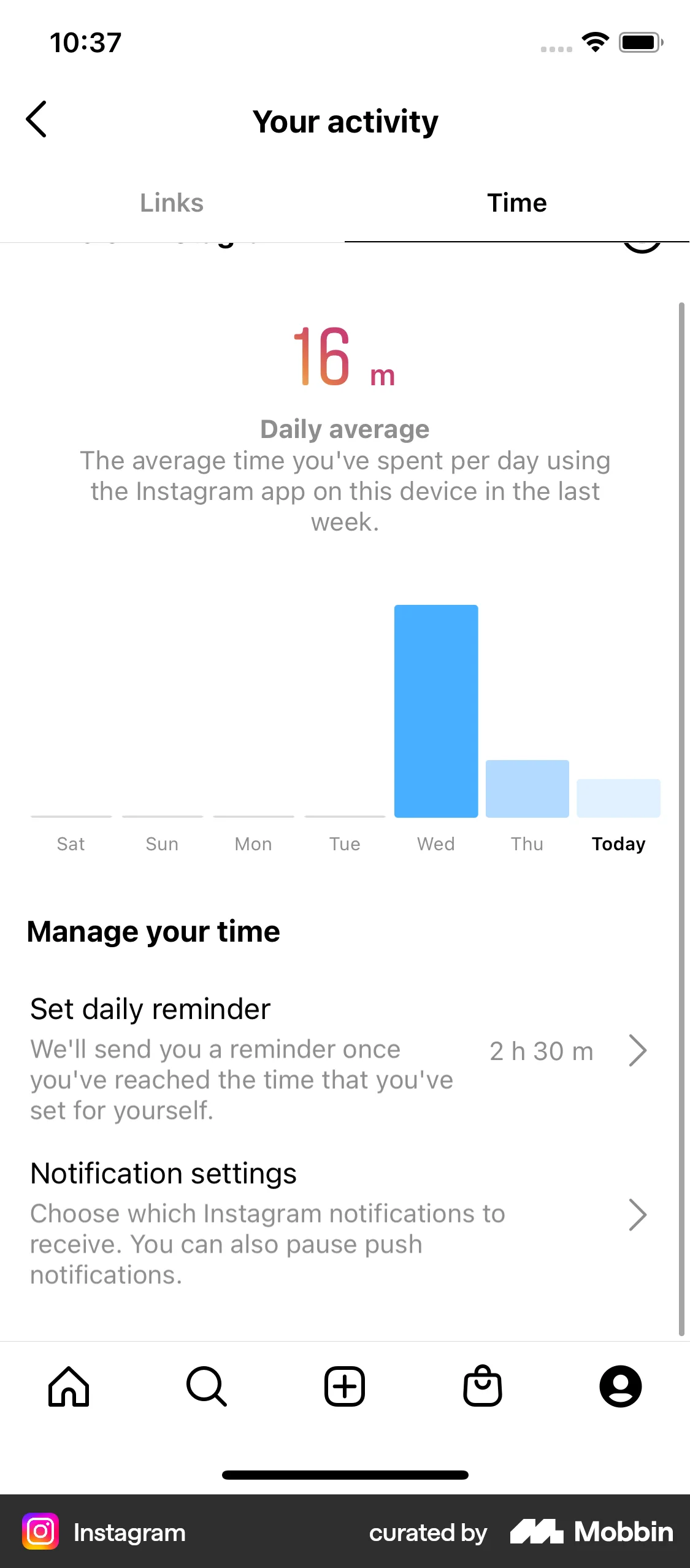 Instagram iOS Charts screen