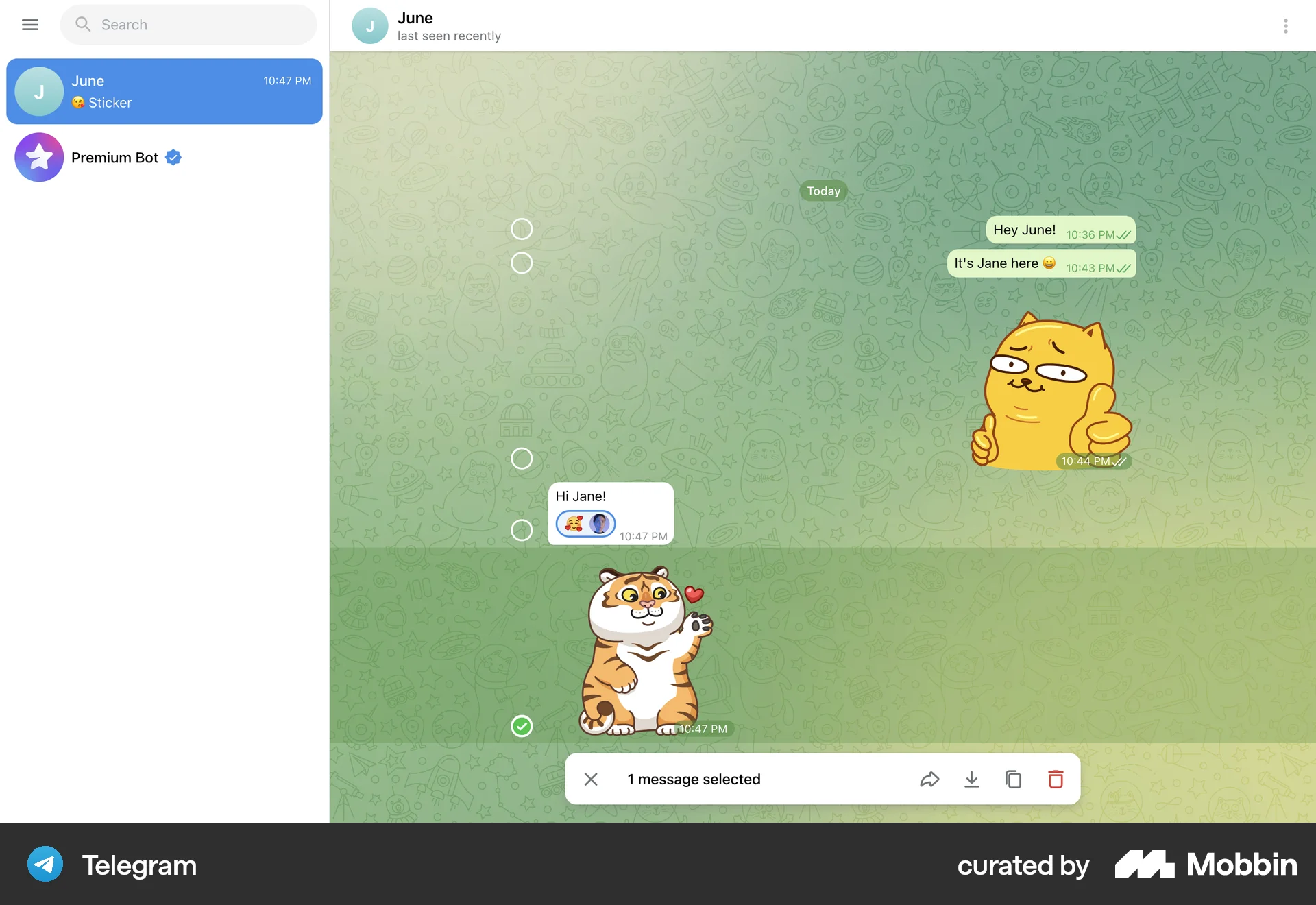 Telegram Web Communication App screen