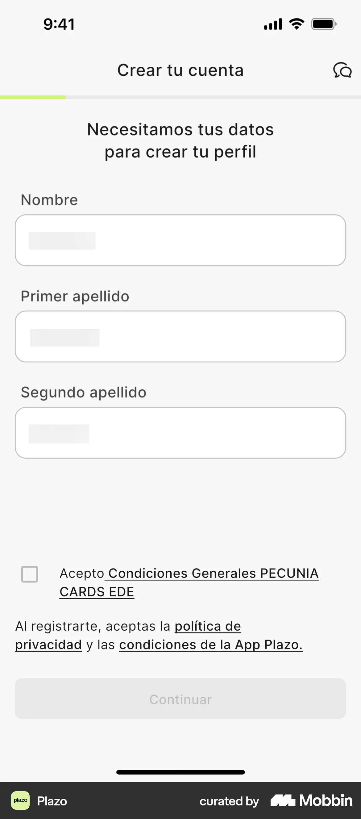 Plazo Onboarding screen