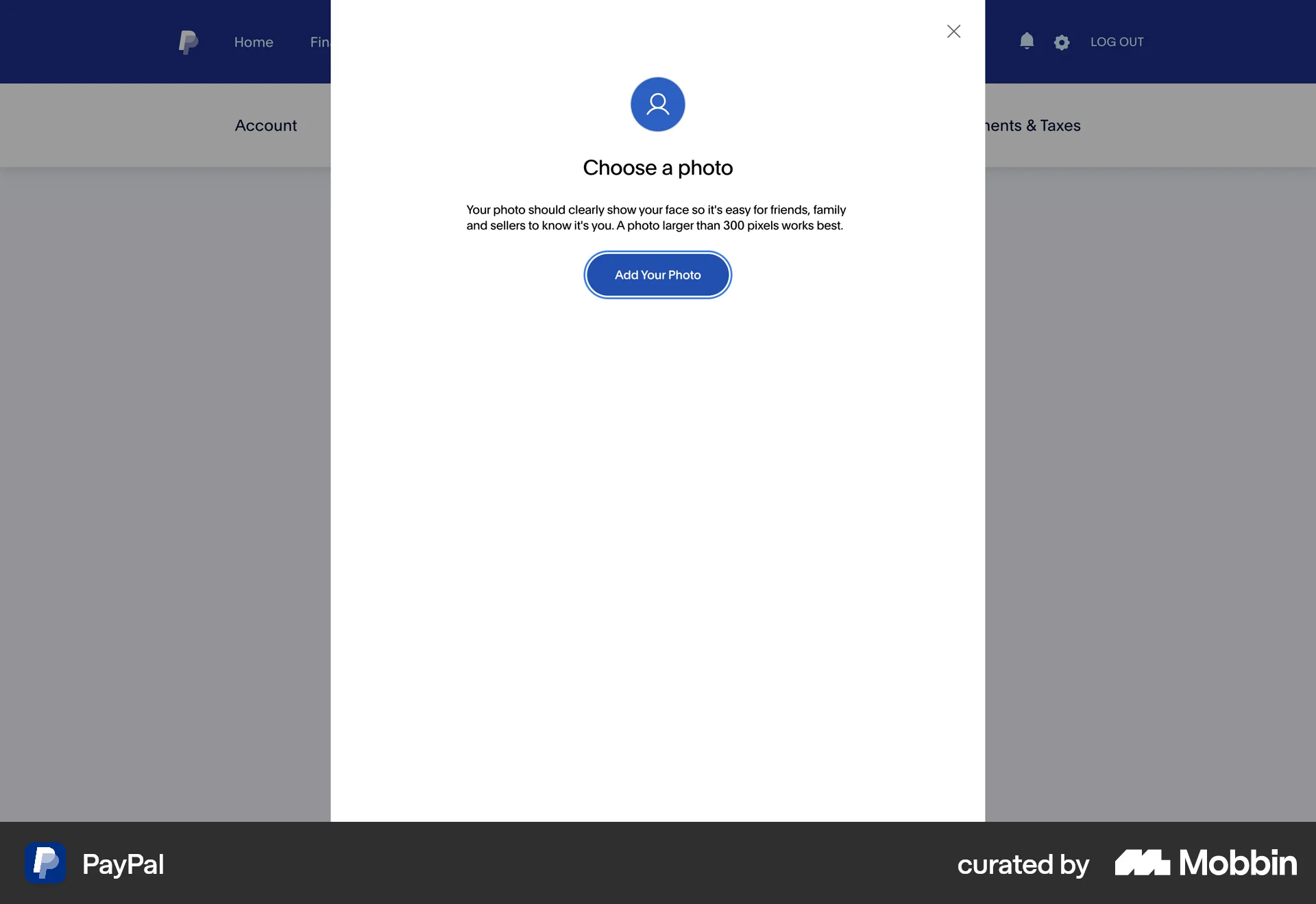 PayPal Web Upload & Download screen
