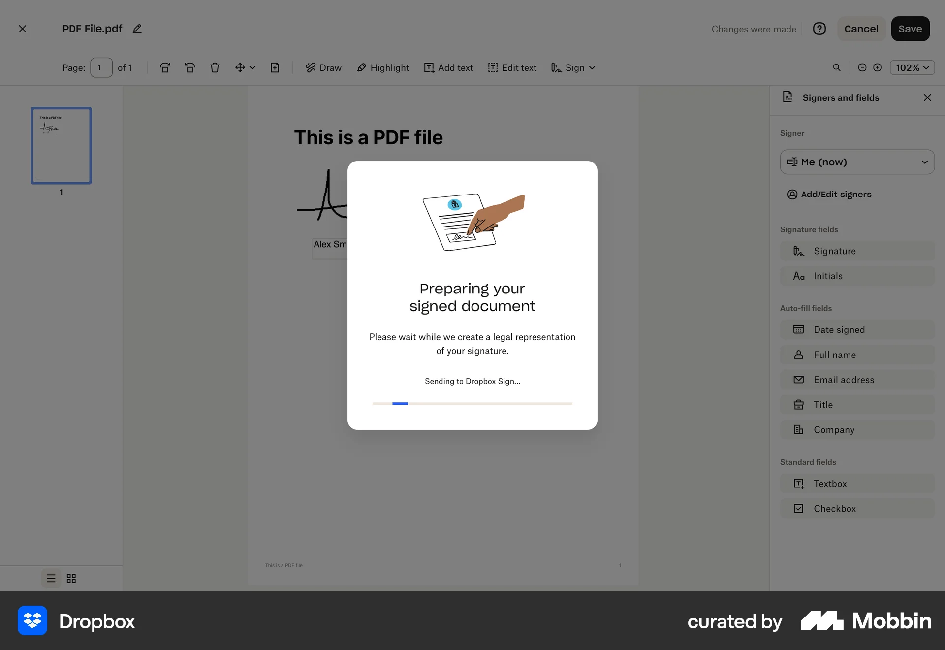 Dropbox Web screen containing Loading Indicator UI element