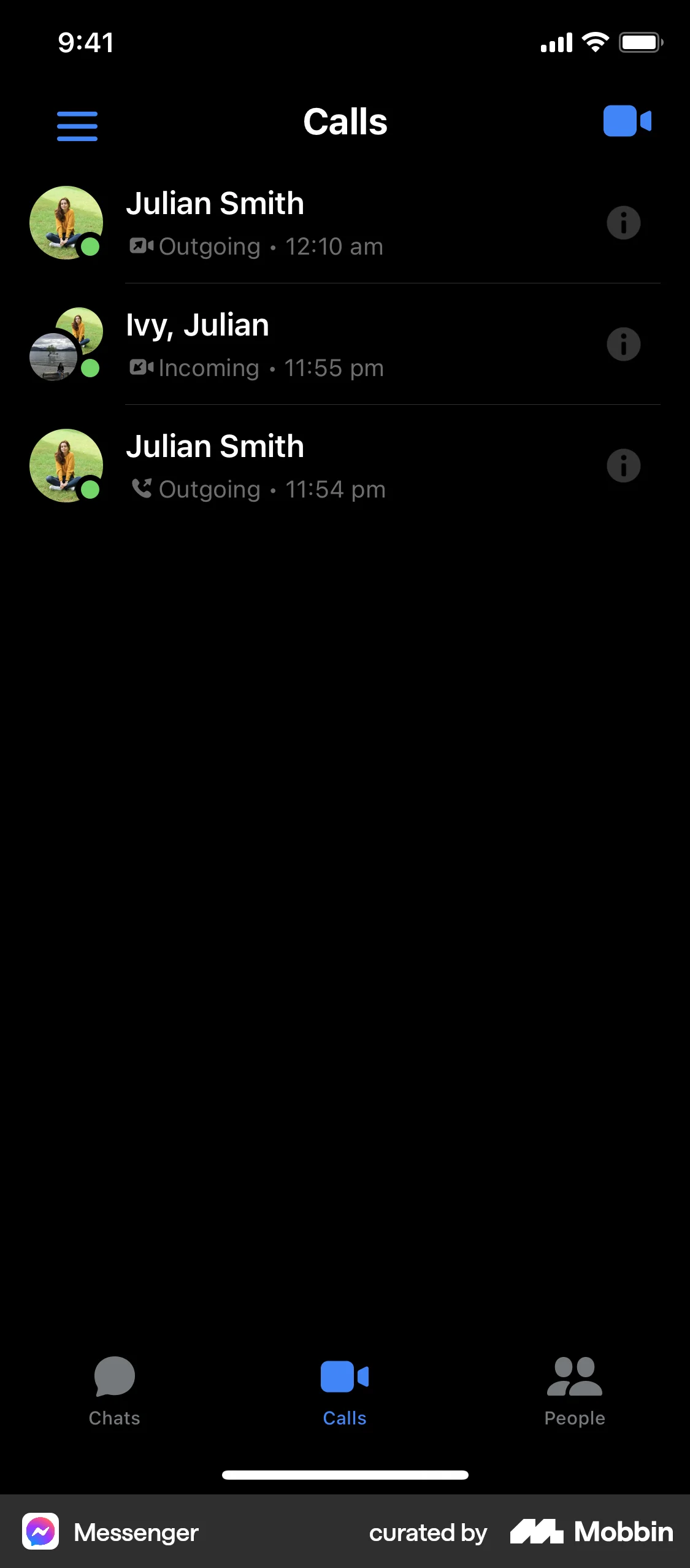 Messenger iOS Call screen