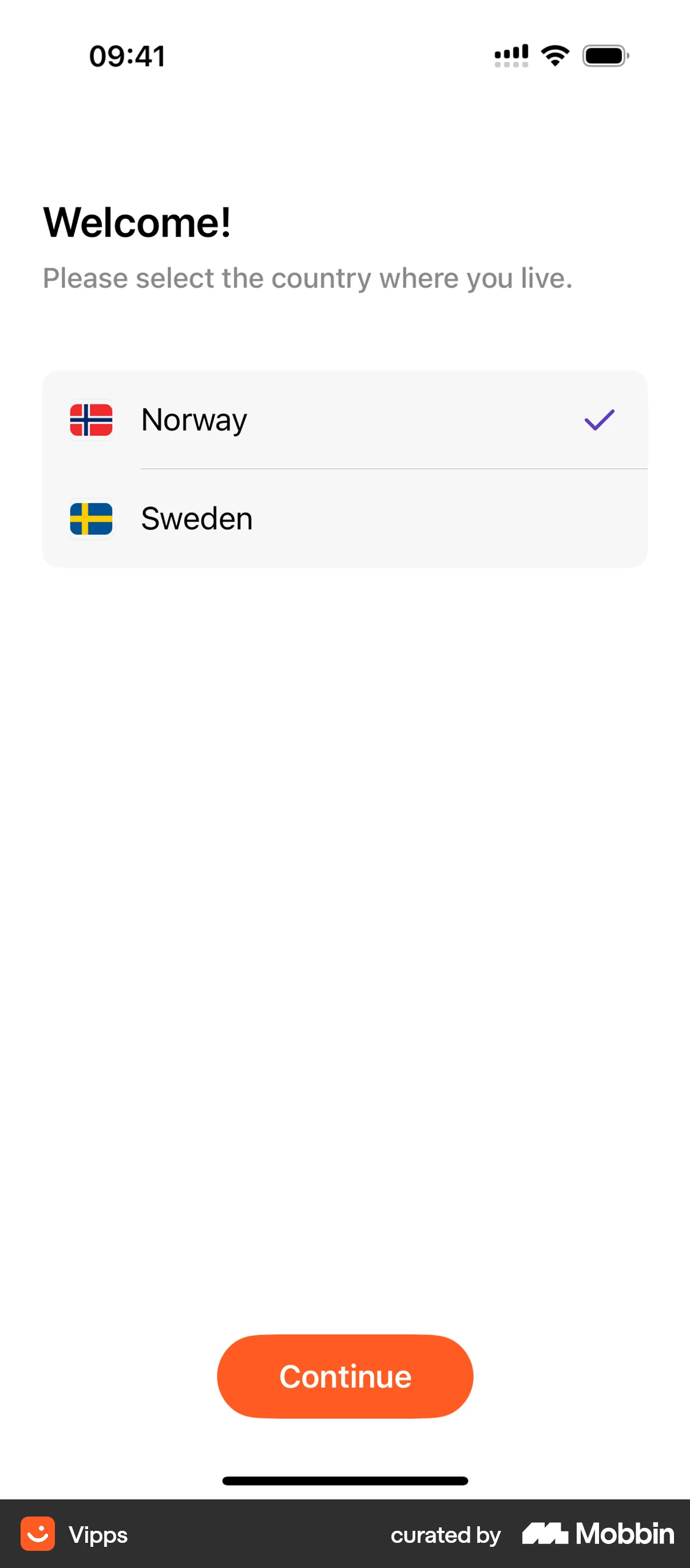Vipps iOS Welcome & Get Started screen