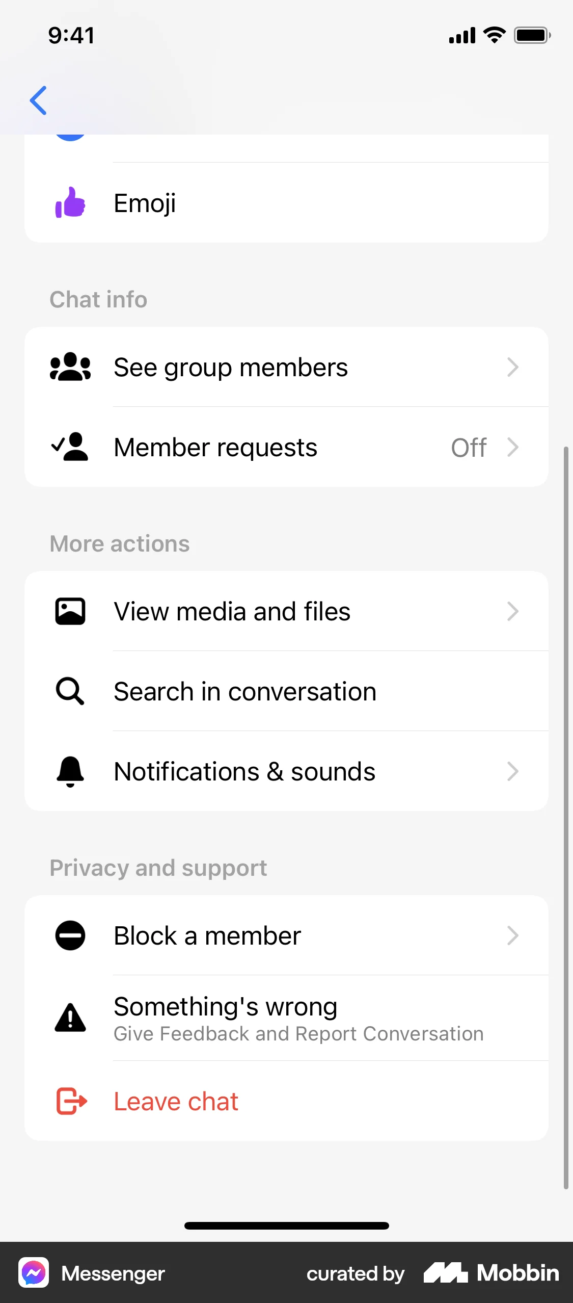 Messenger iOS Groups & Community screen