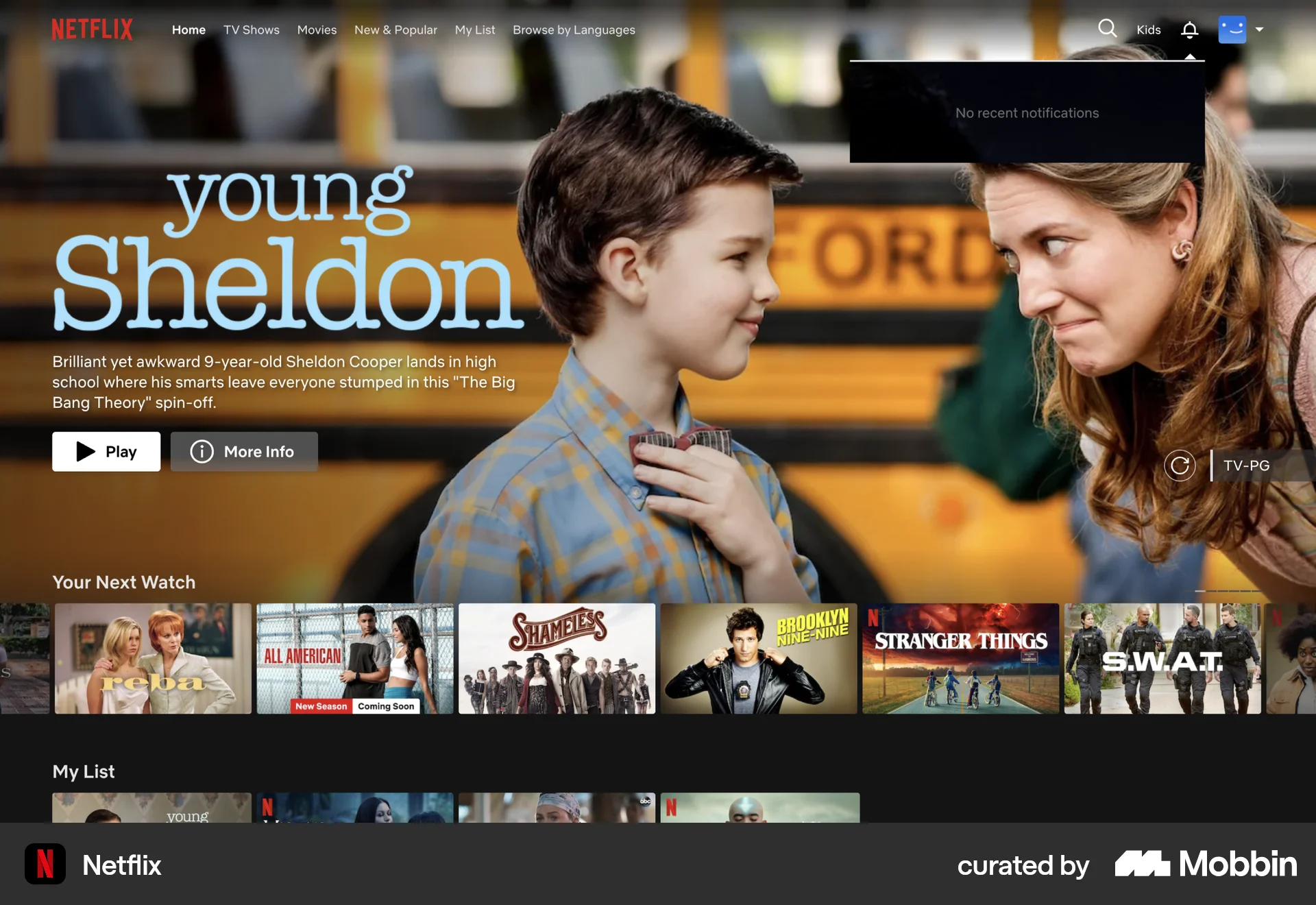 Netflix Web Notifications screen