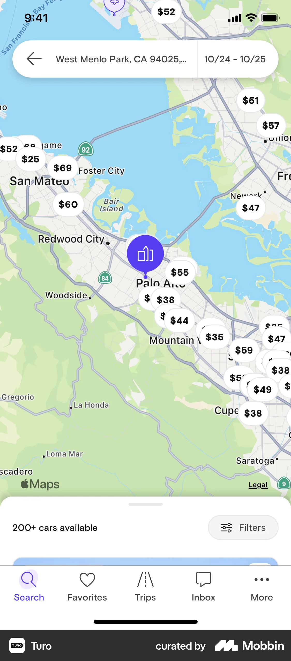 Turo iOS screen containing Map Pin UI element