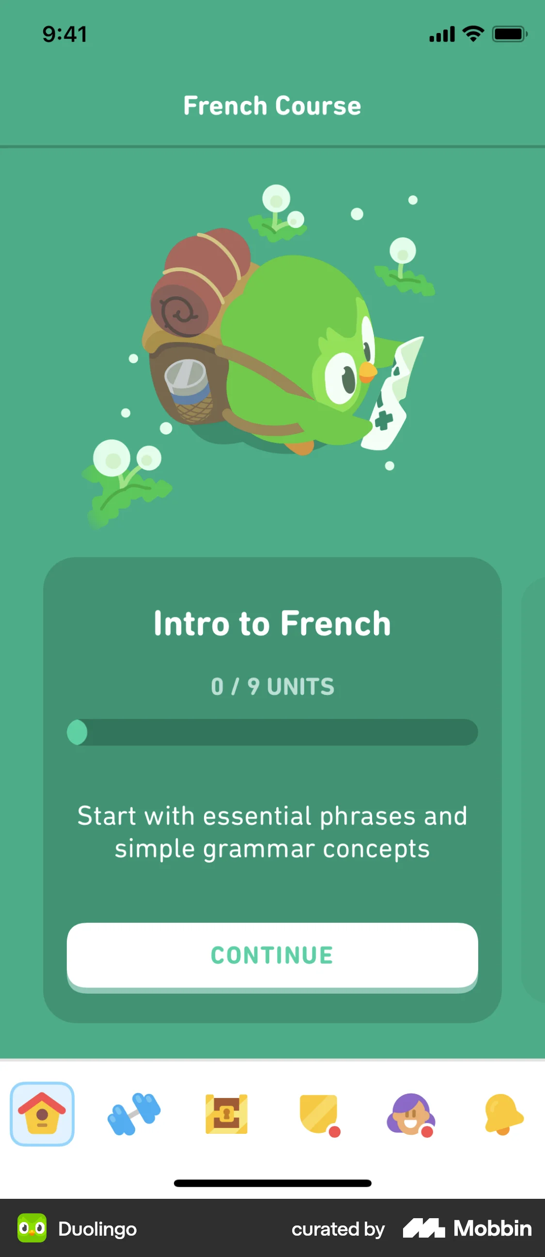 Duolingo iOS screen containing Full-Screen Overlay UI element