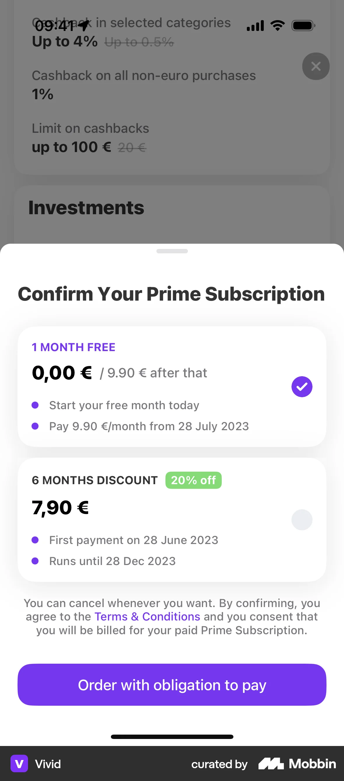 Vivid iOS Subscription & Paywall screen