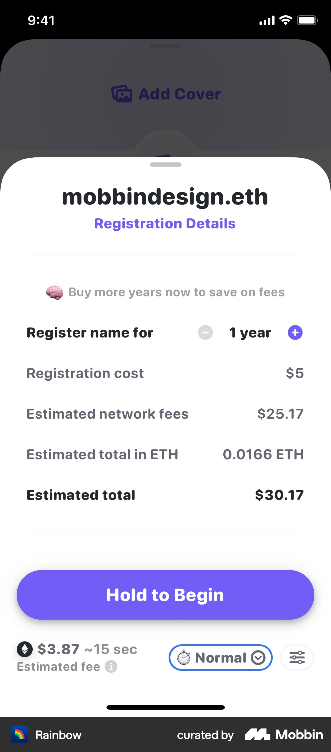 Rainbow iOS screen containing Stepper UI element