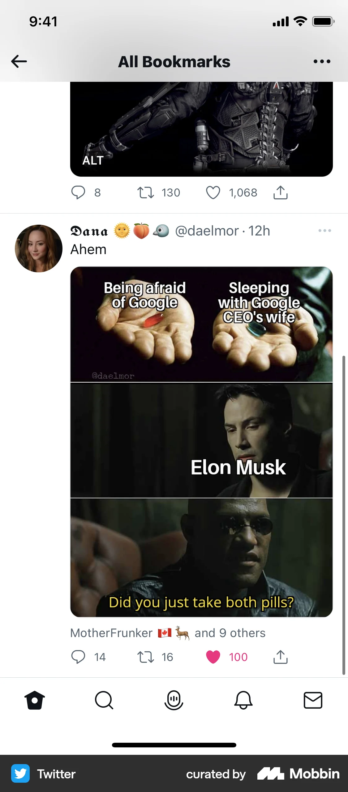 X iOS Bookmarks & Collections screen