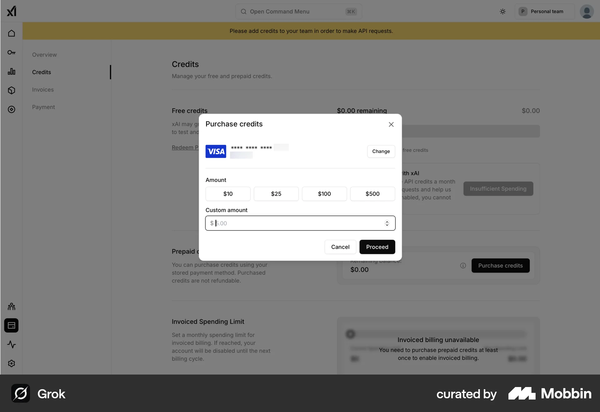 Grok Web screen containing Stepper UI element