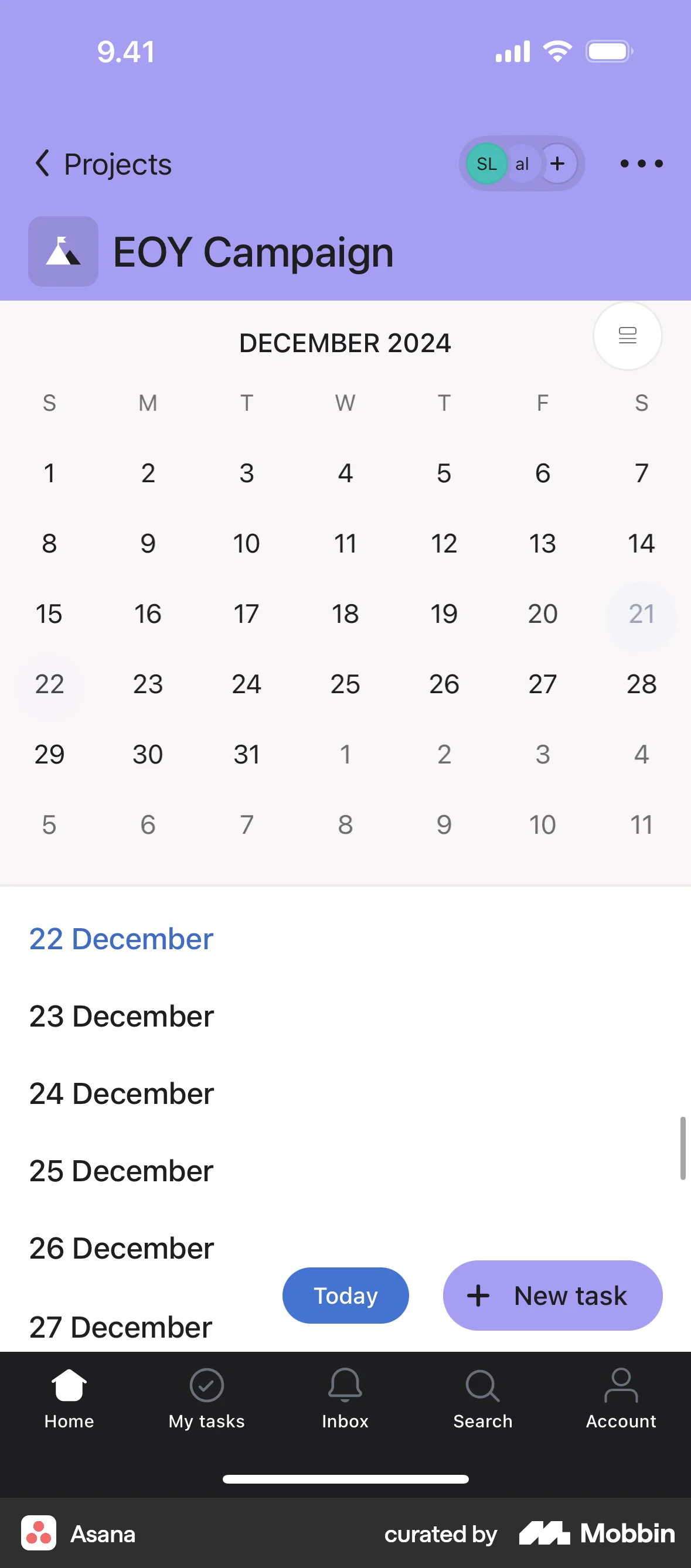 Asana iOS Timeline & History screen