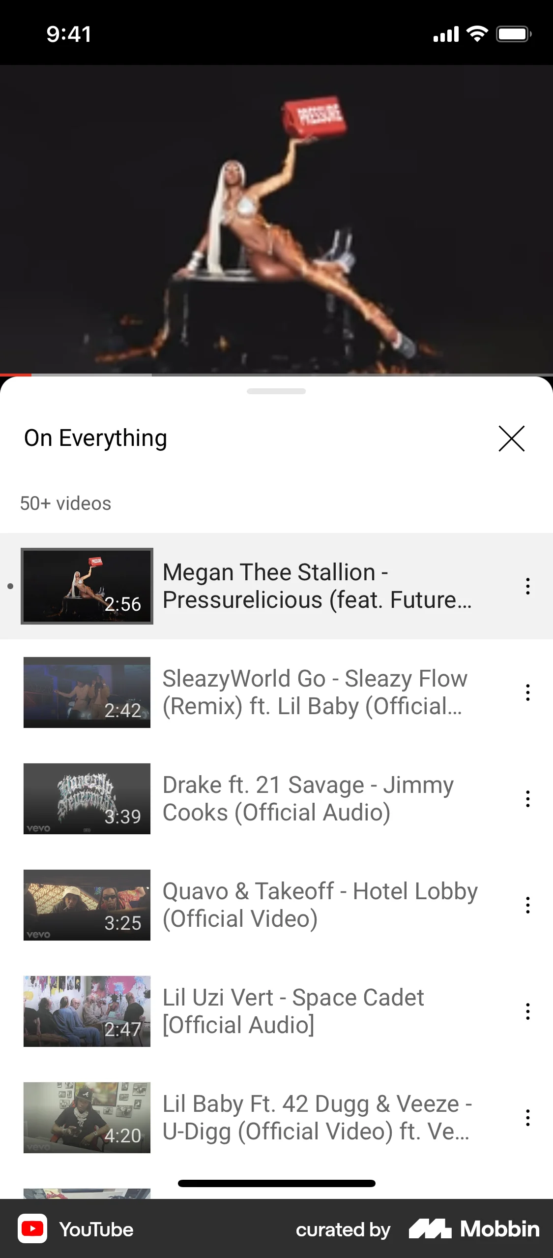 YouTube iOS Video Player screen