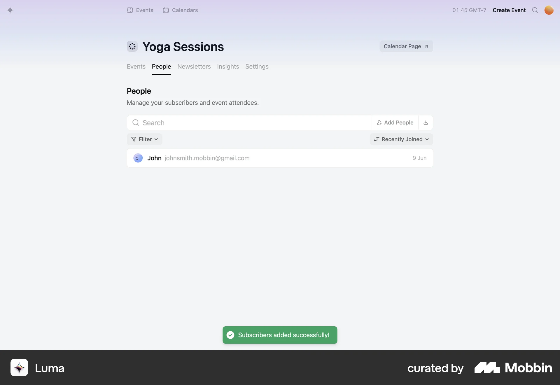 Luma Web Followers & Following screen