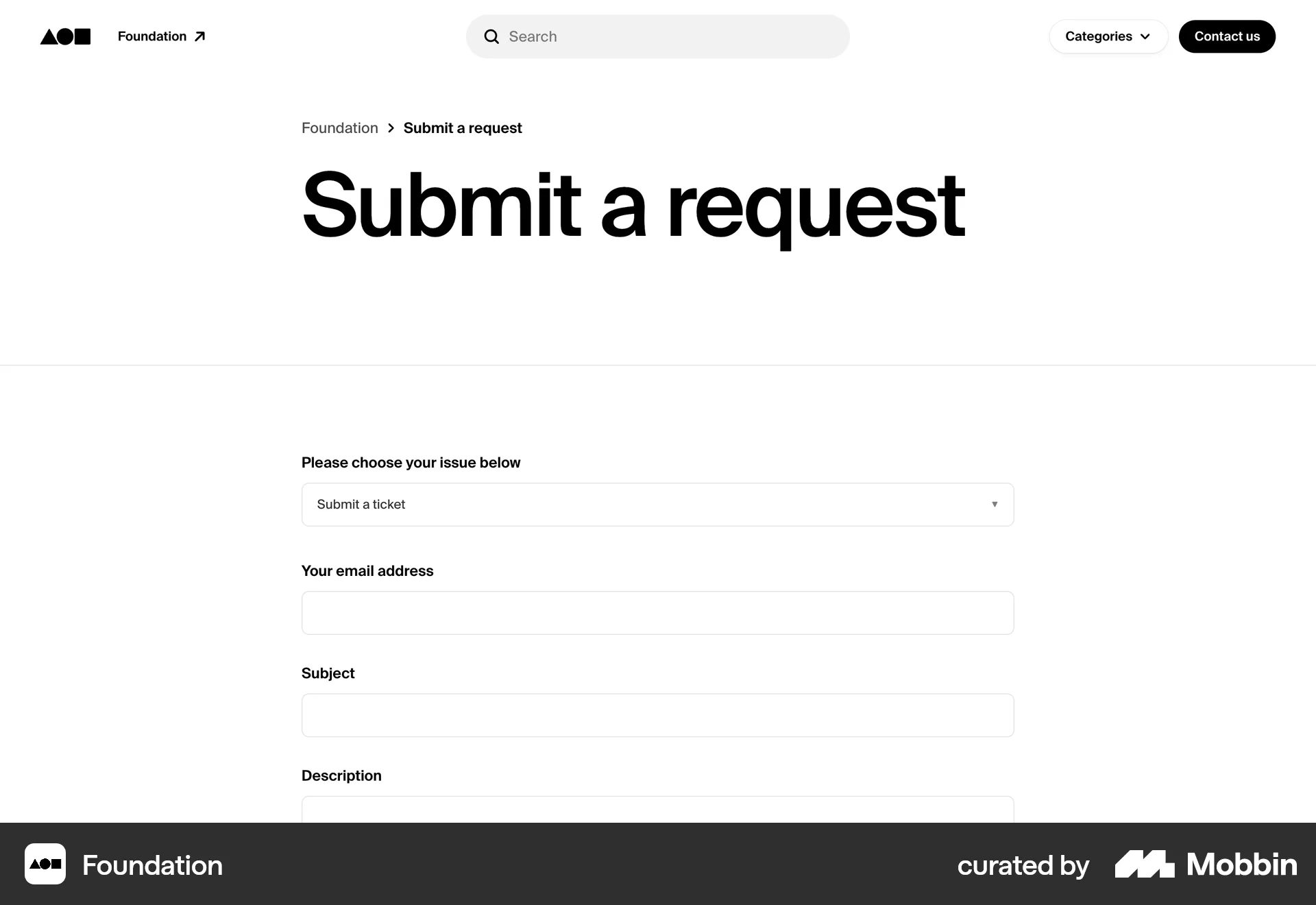 Foundation Web Web Form UI screen