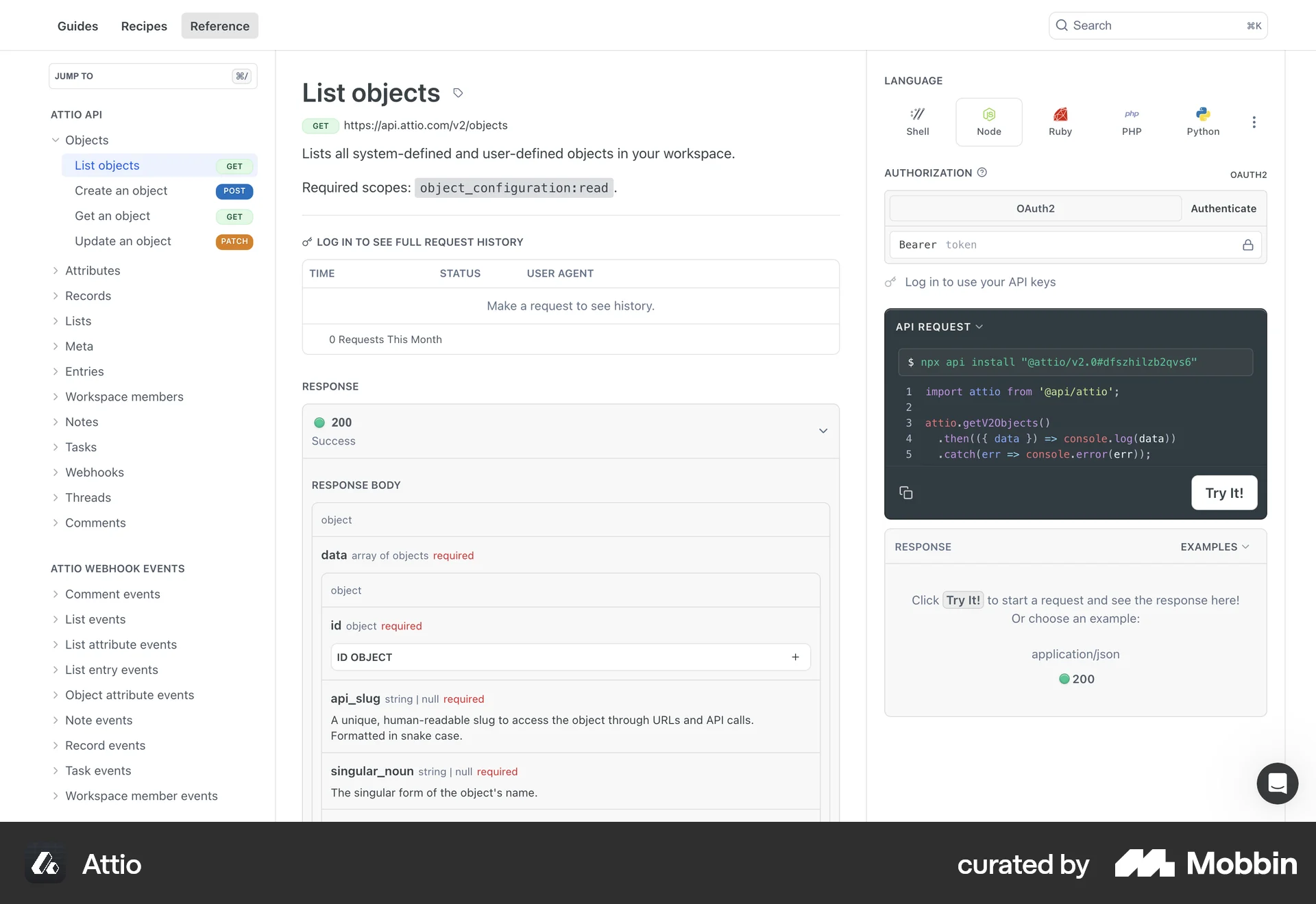 Attio Web screen containing Table UI element