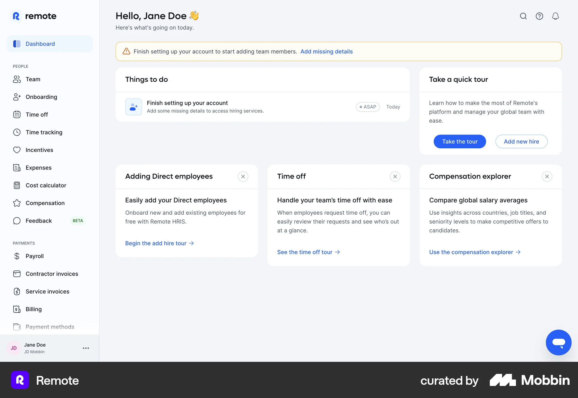 Remote Web Home screen
