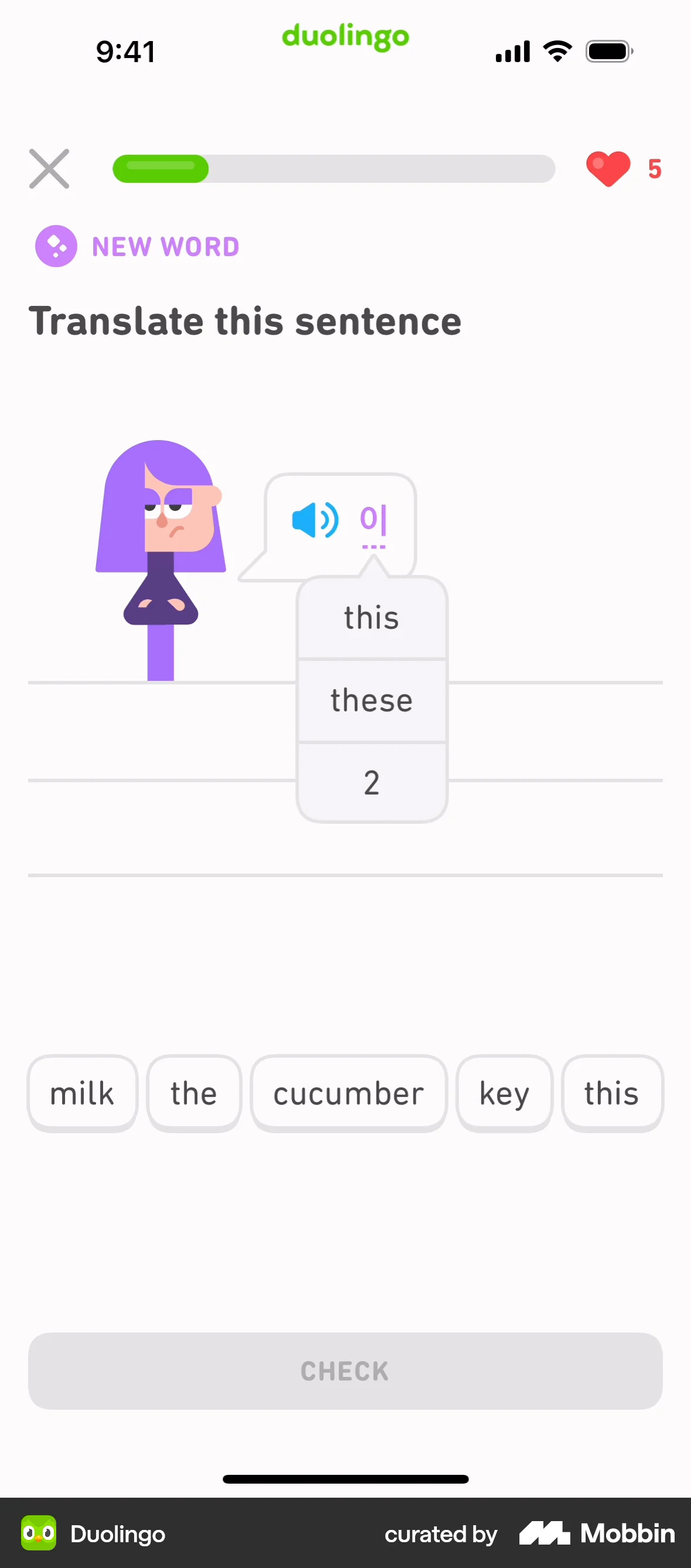 Duolingo iOS screen containing Tooltip UI element