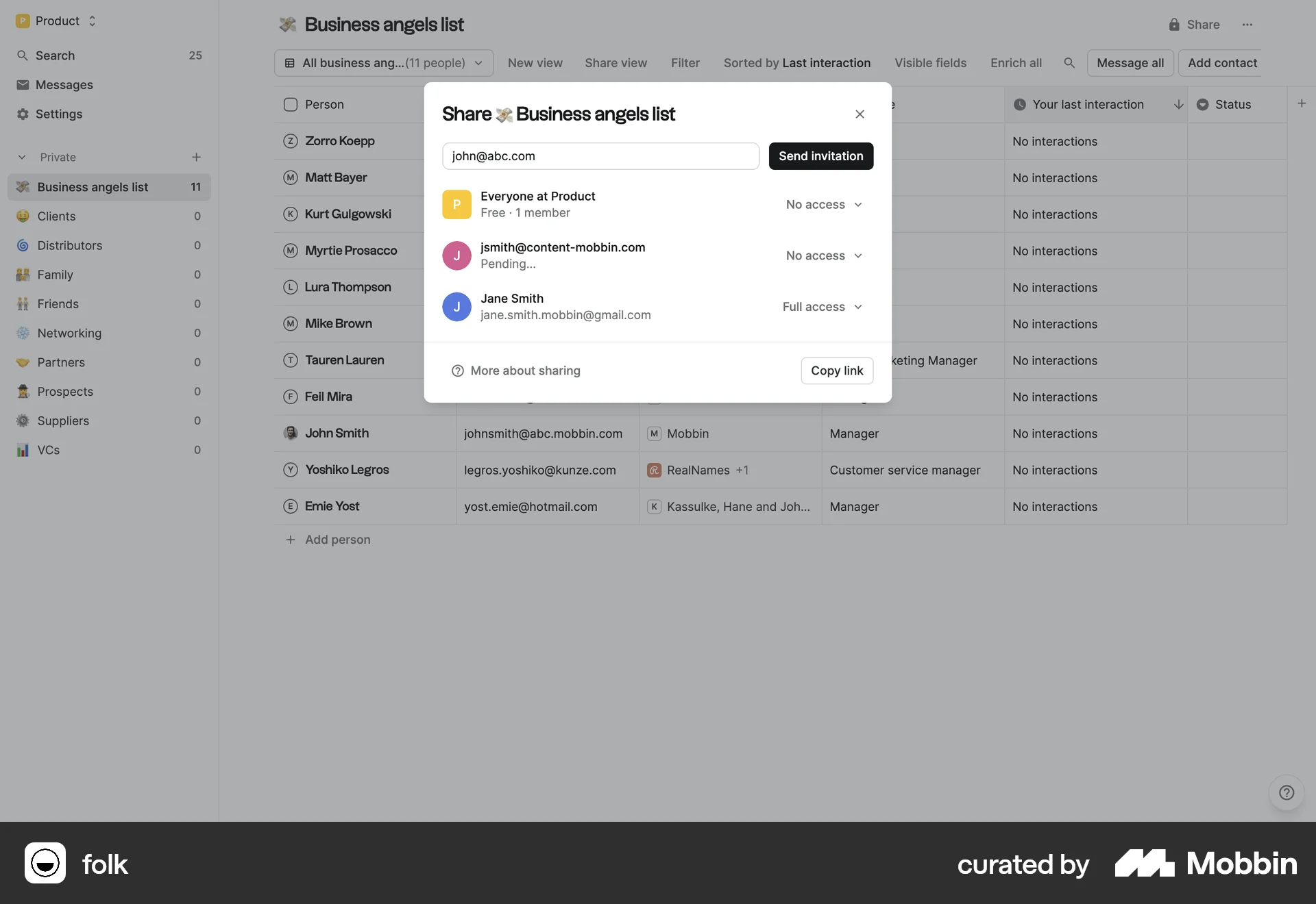 folk Web Share screen