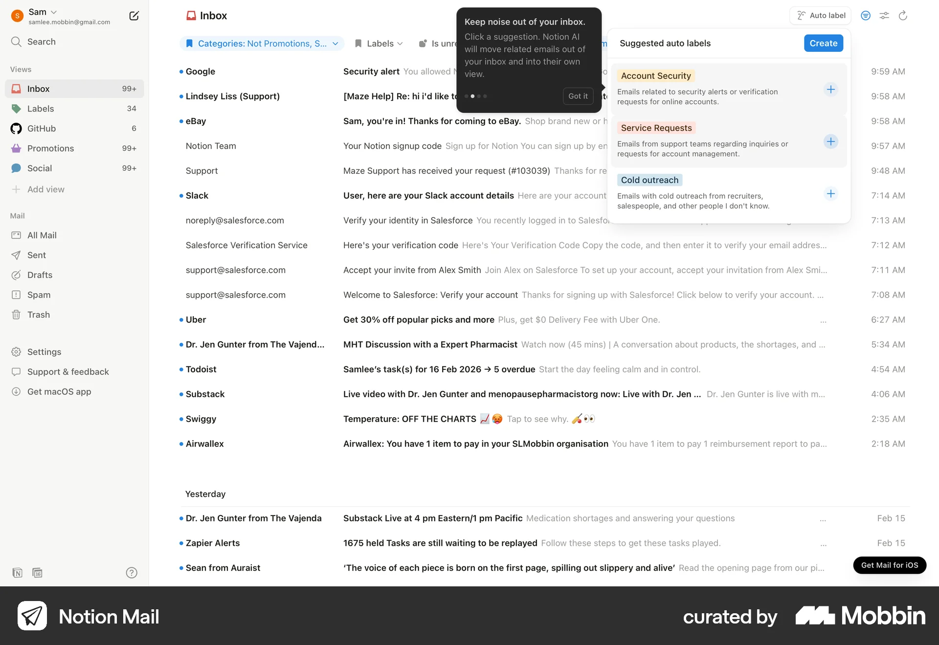 Notion Mail Onboarding screen
