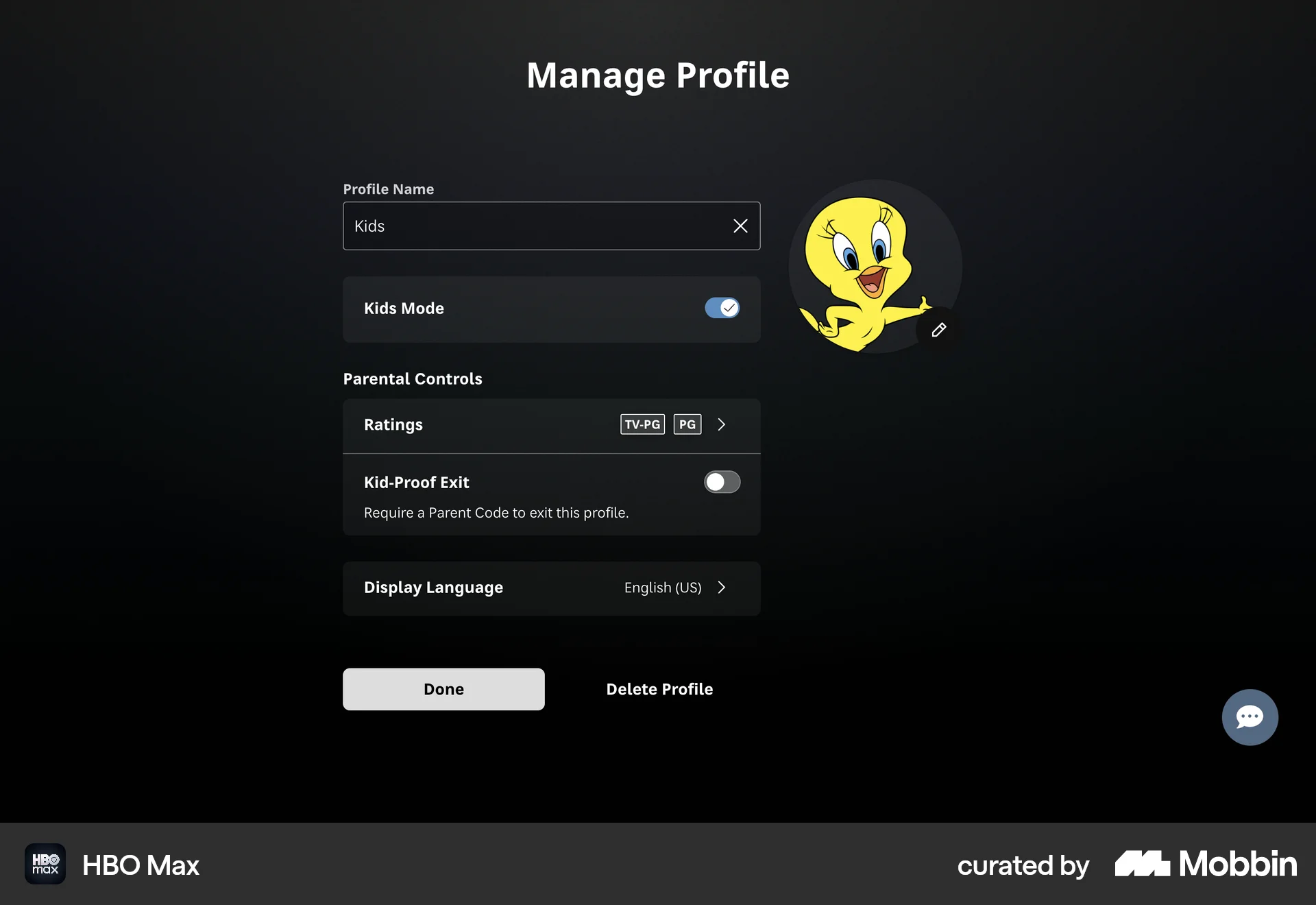 HBO Max Web Settings & Preferences screen