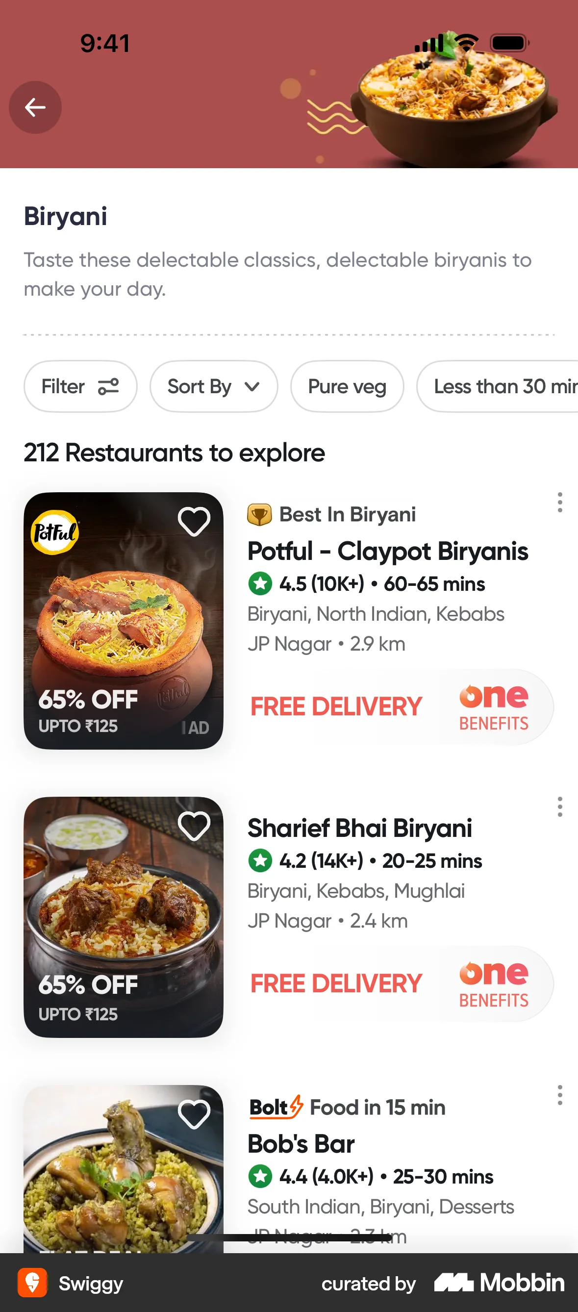 Swiggy iOS Browse & Discover screen