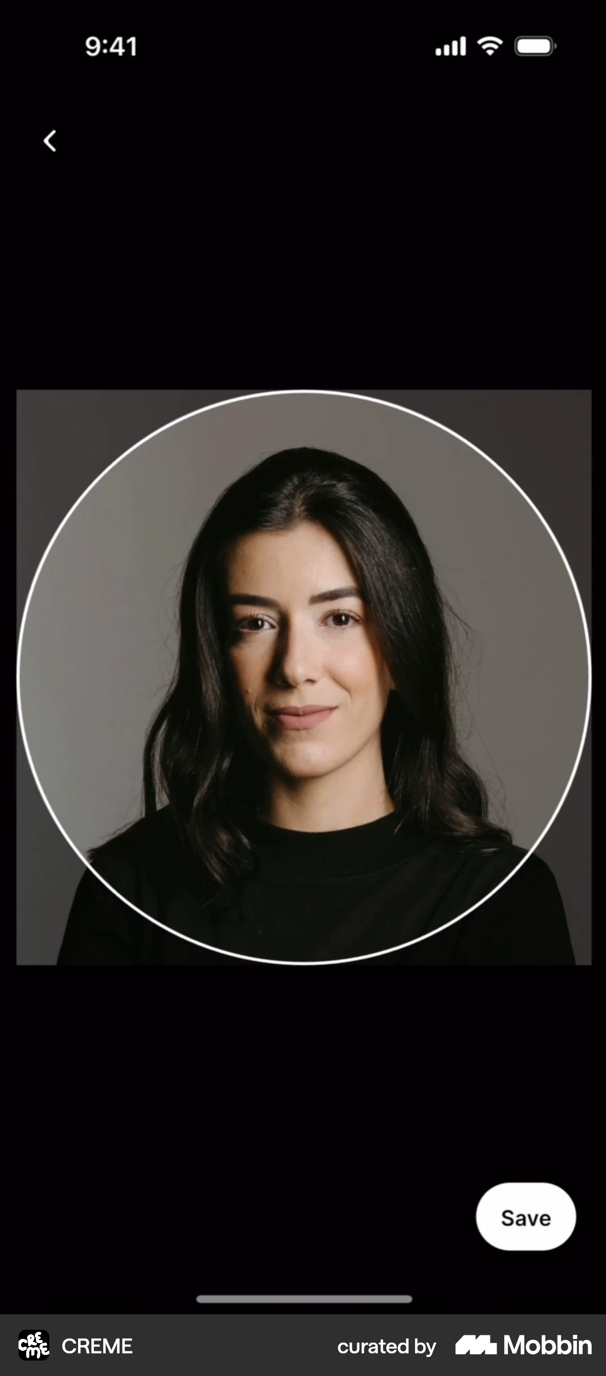 CREME iOS screen containing Photo UI element