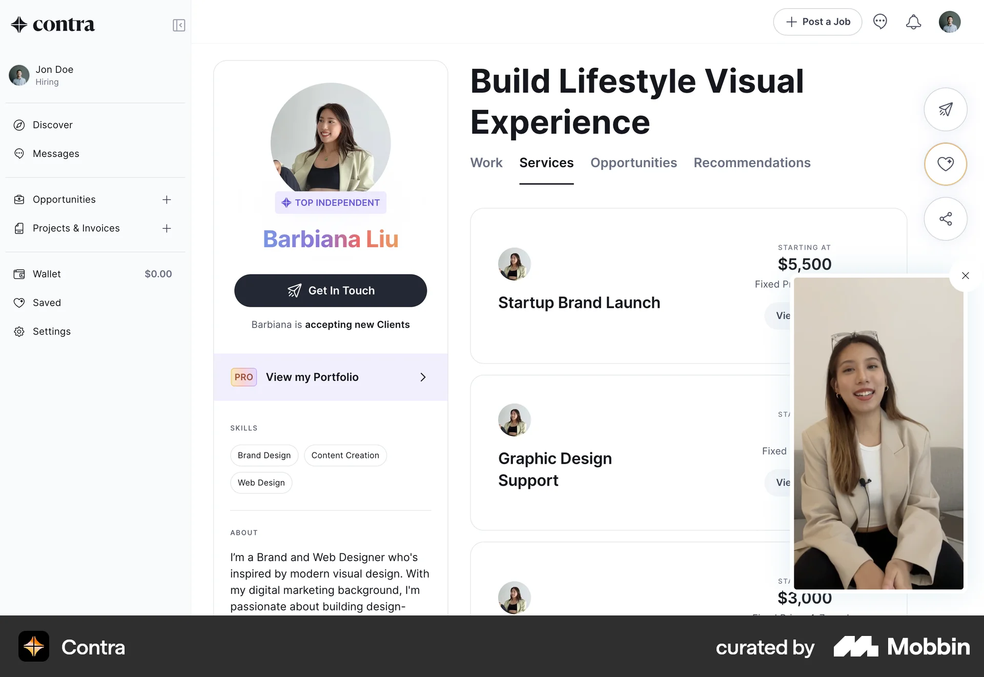 Contra Web Video Player screen