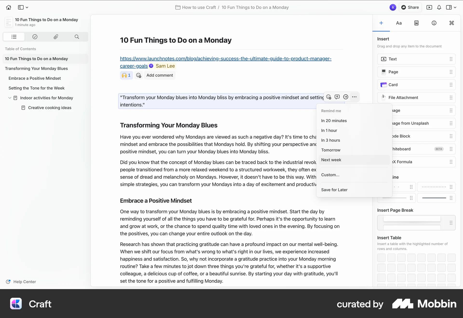 Craft Web screen containing Time Picker UI element