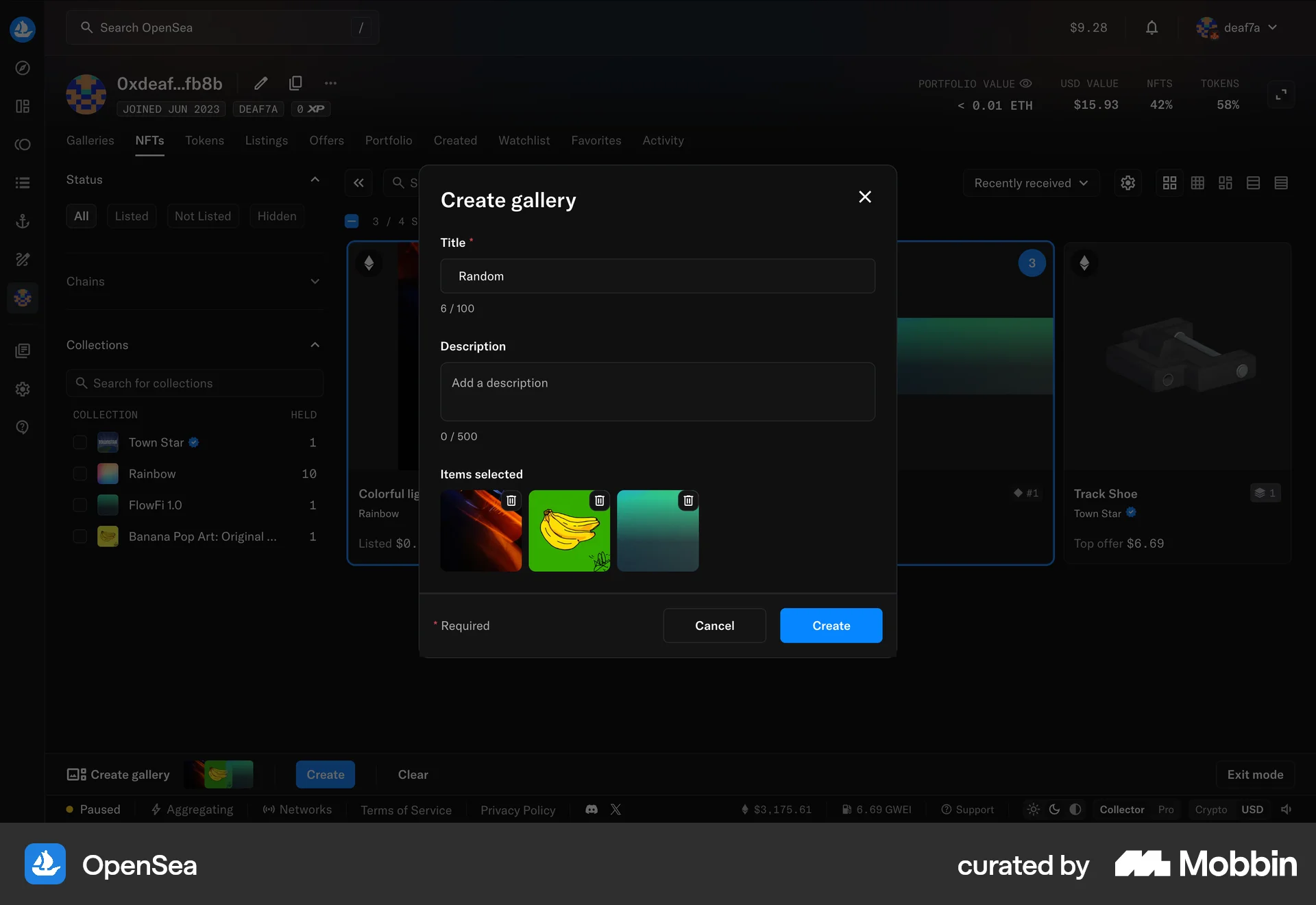 OpenSea Web Add & Create screen