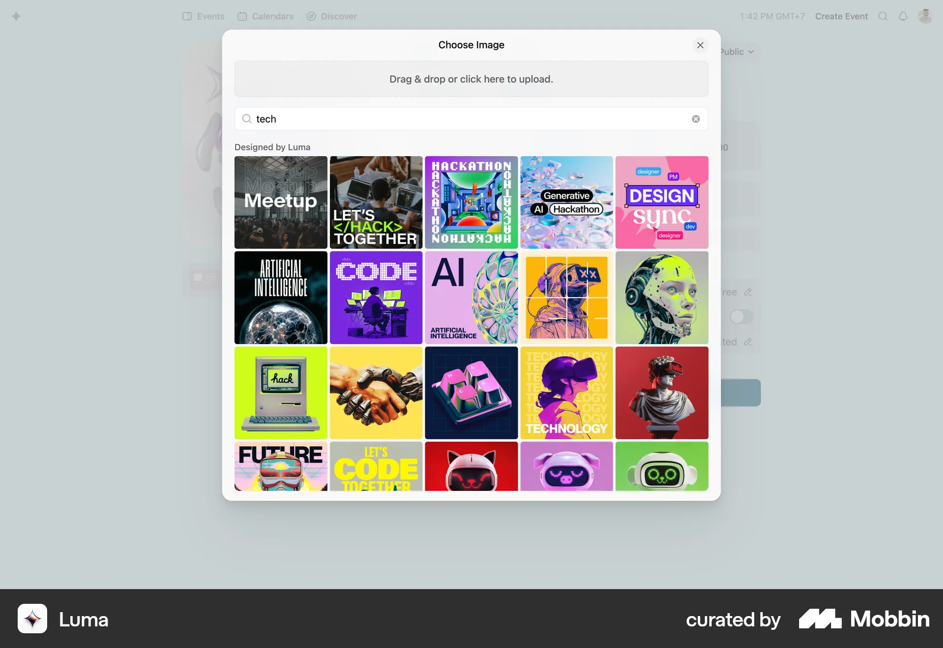 Luma Web screen containing Search Bar UI element