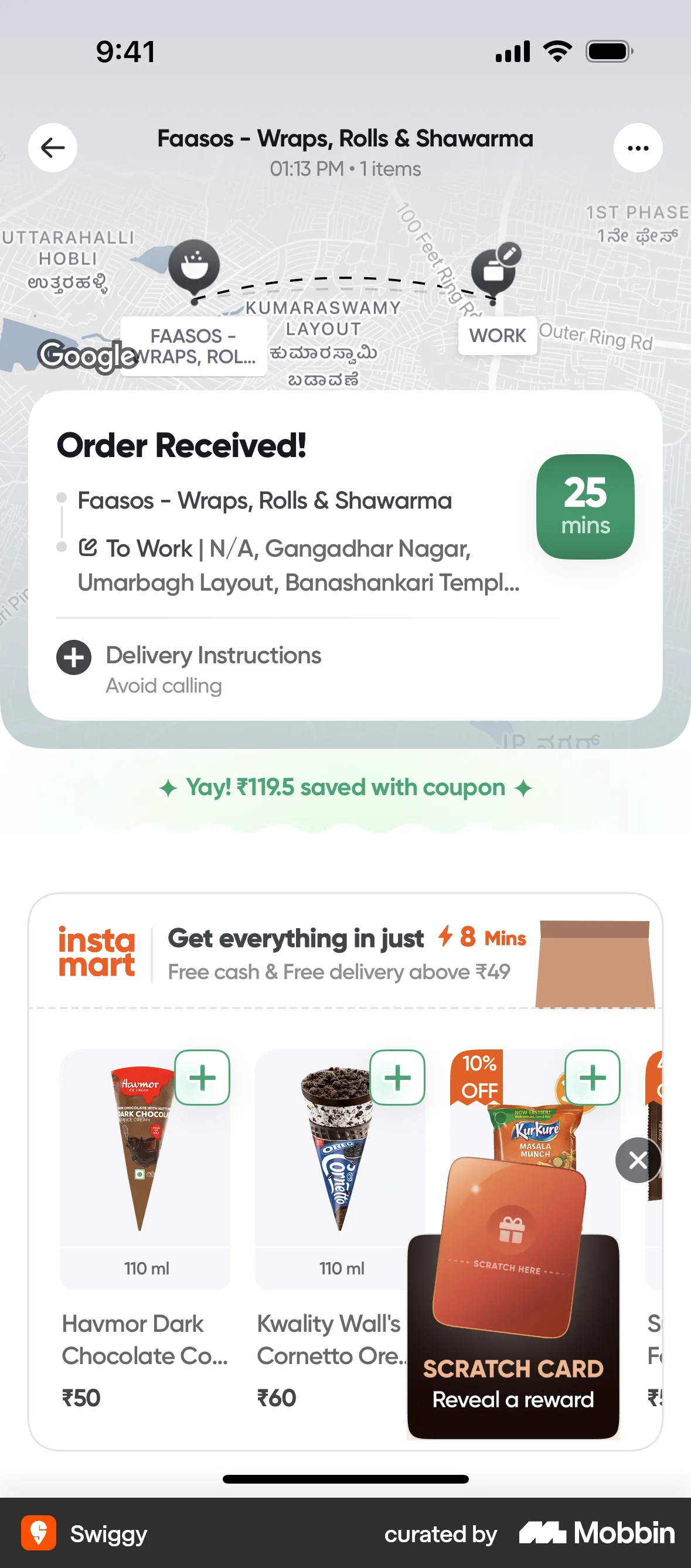 Swiggy iOS Order Confirmation screen