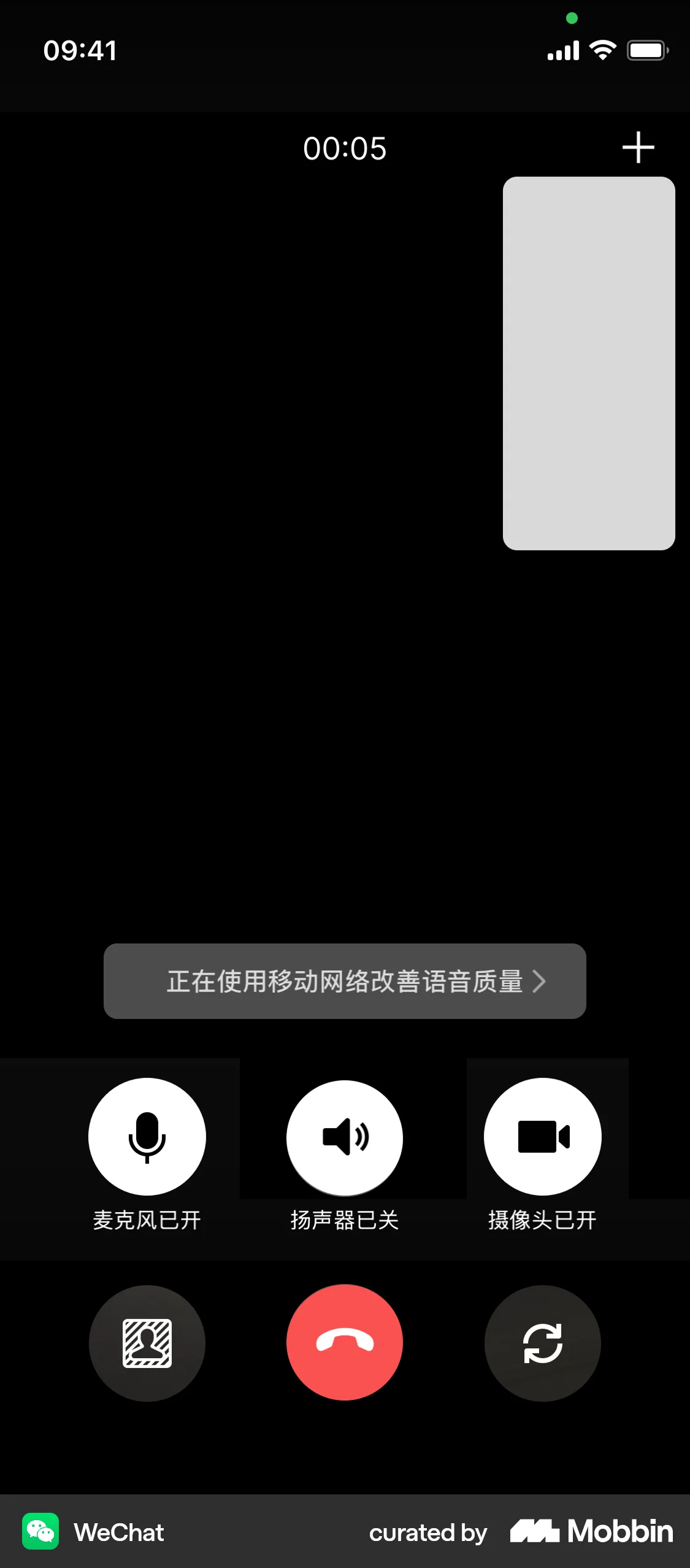 WeChat iOS Call screen