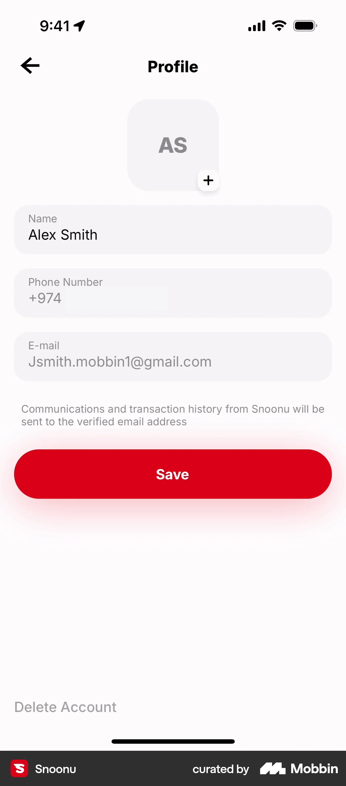 Snoonu iOS Upload & Download screen