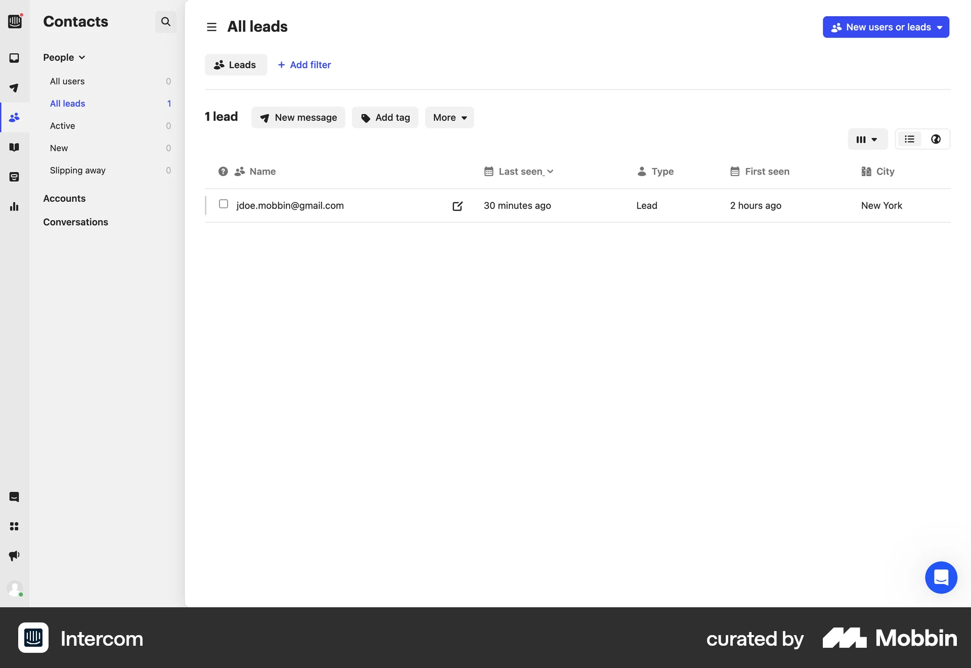 Intercom Web Misc screen