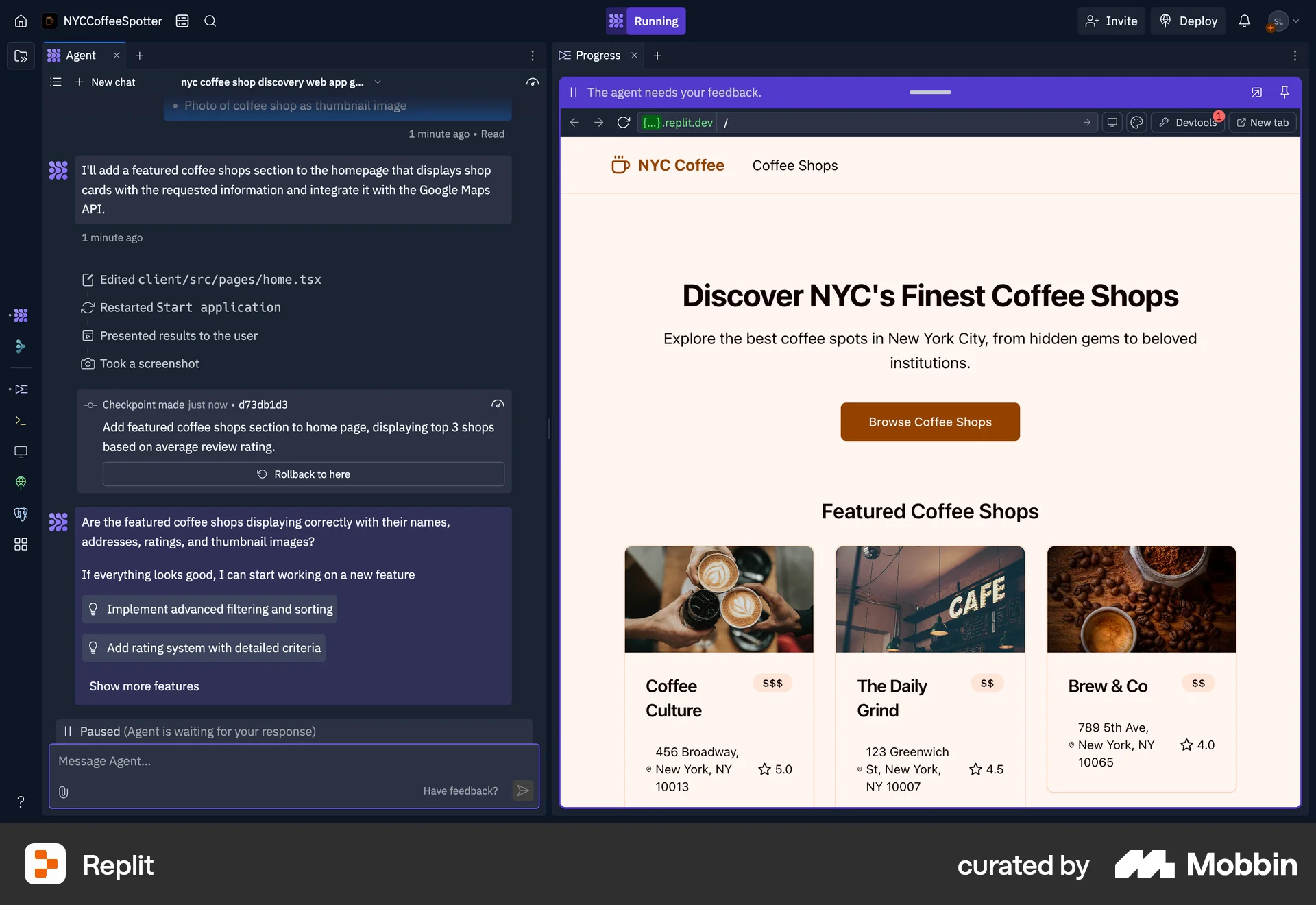 Replit Web Chat Bot screen