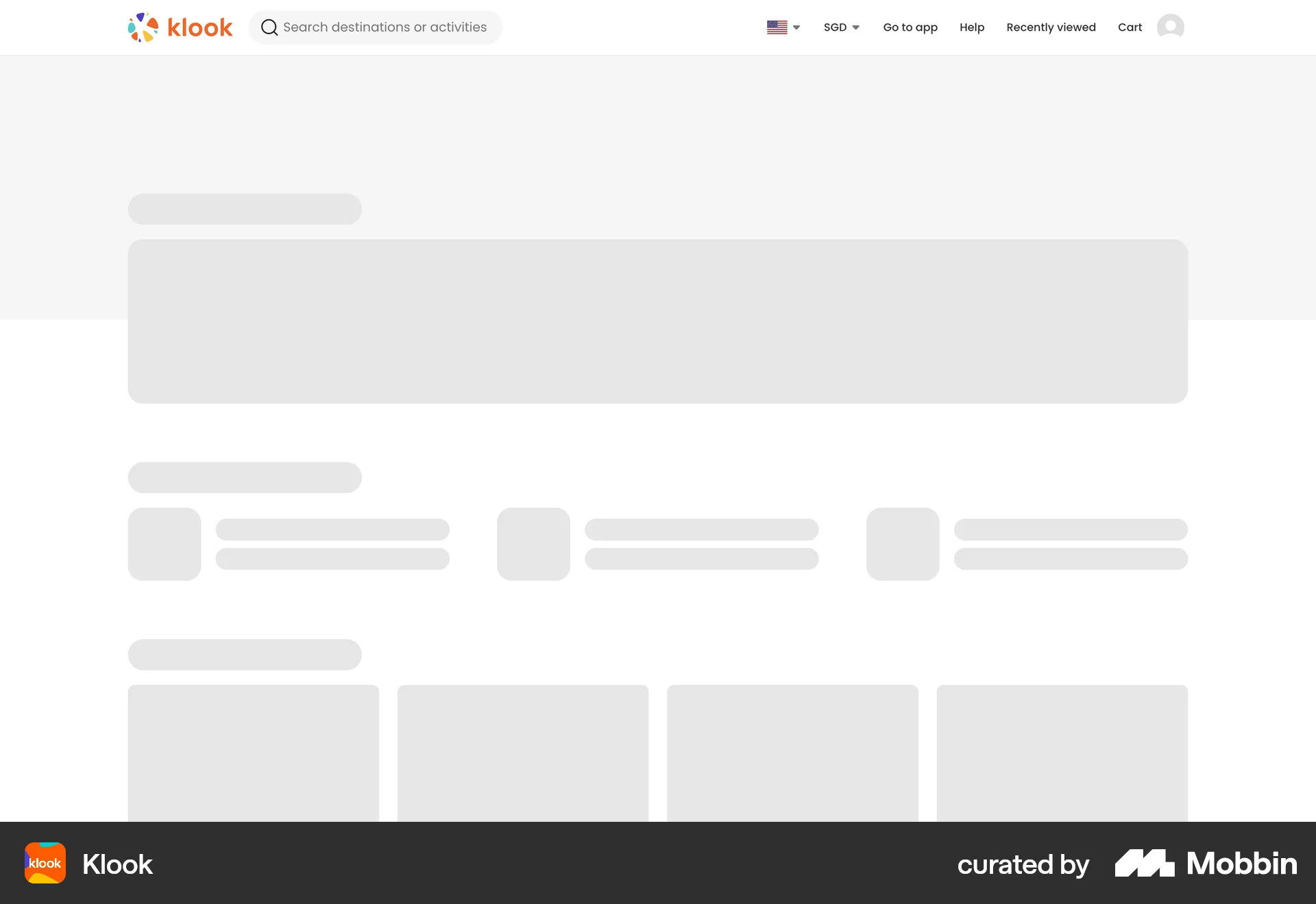 Klook Web screen containing Skeleton UI element