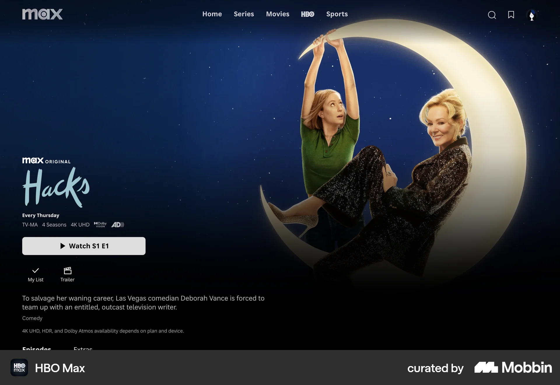 HBO Max Web TV Show & Movie Detail screen