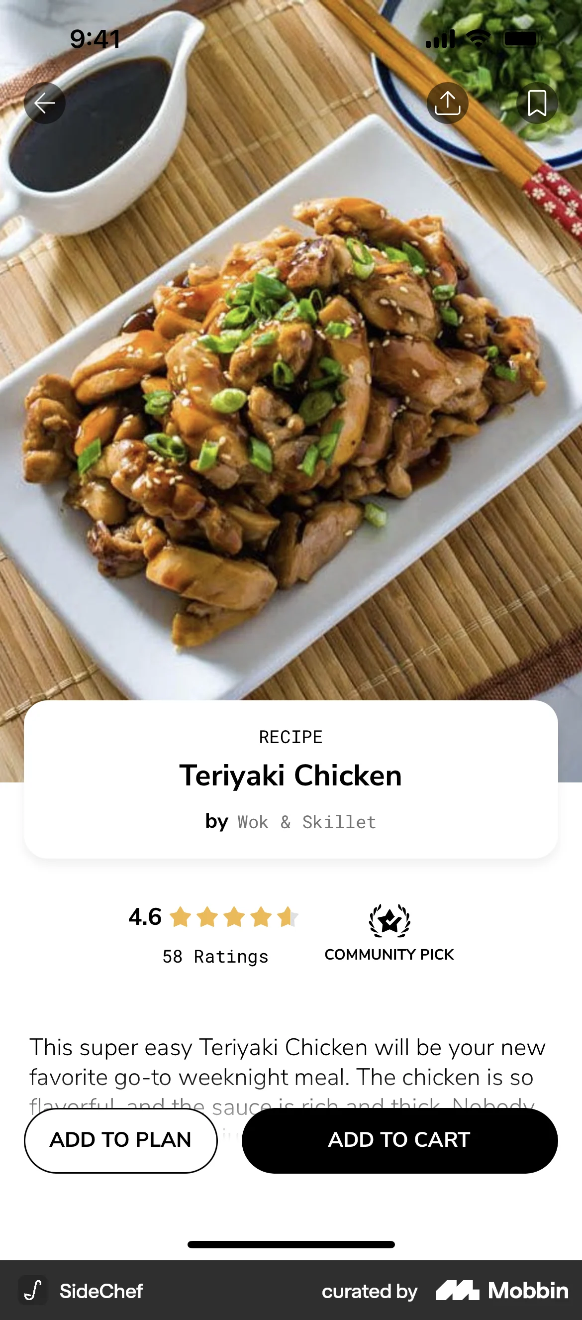 SideChef iOS Recipe Detail screen