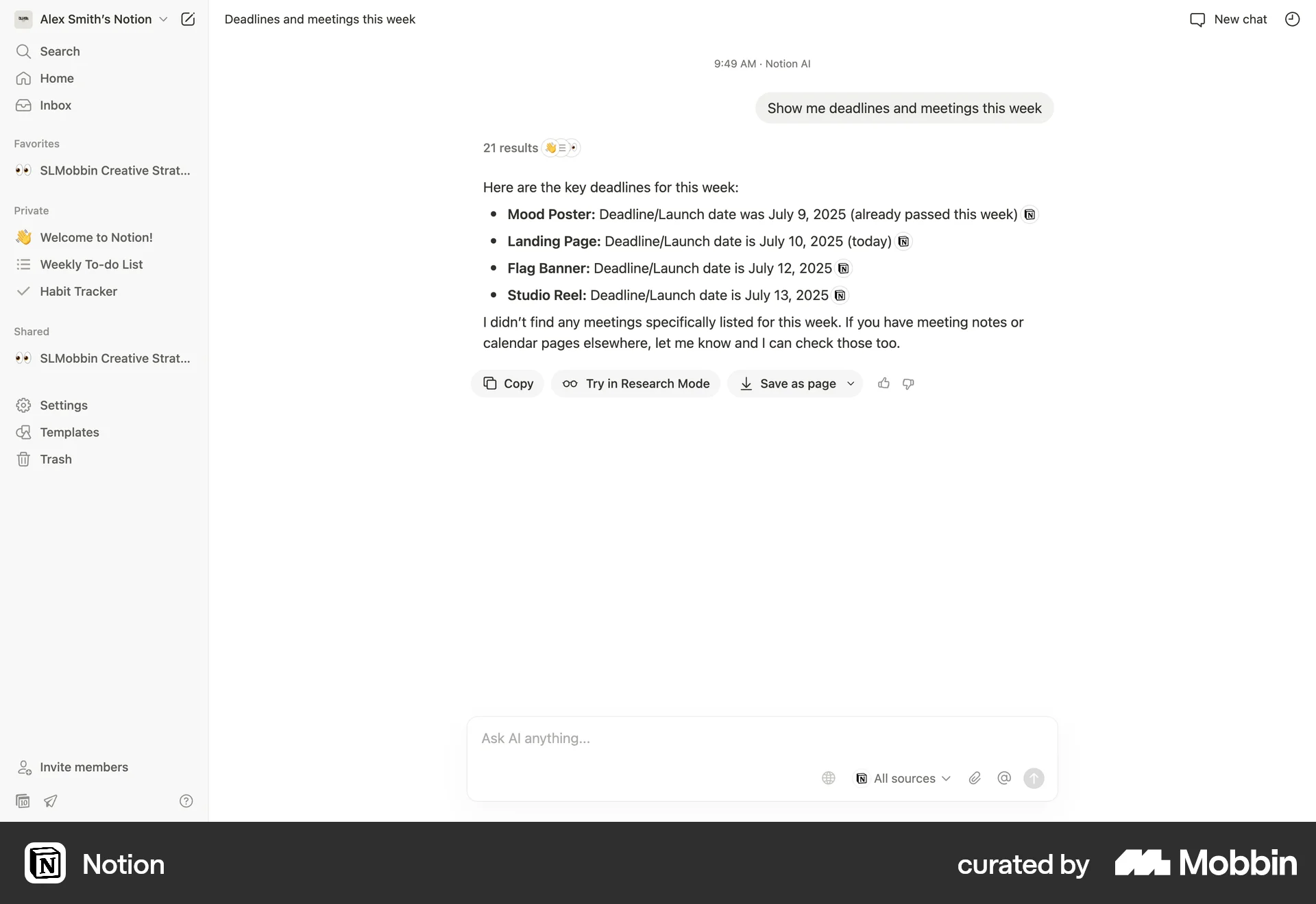 Notion Web screen containing Rating Control UI element
