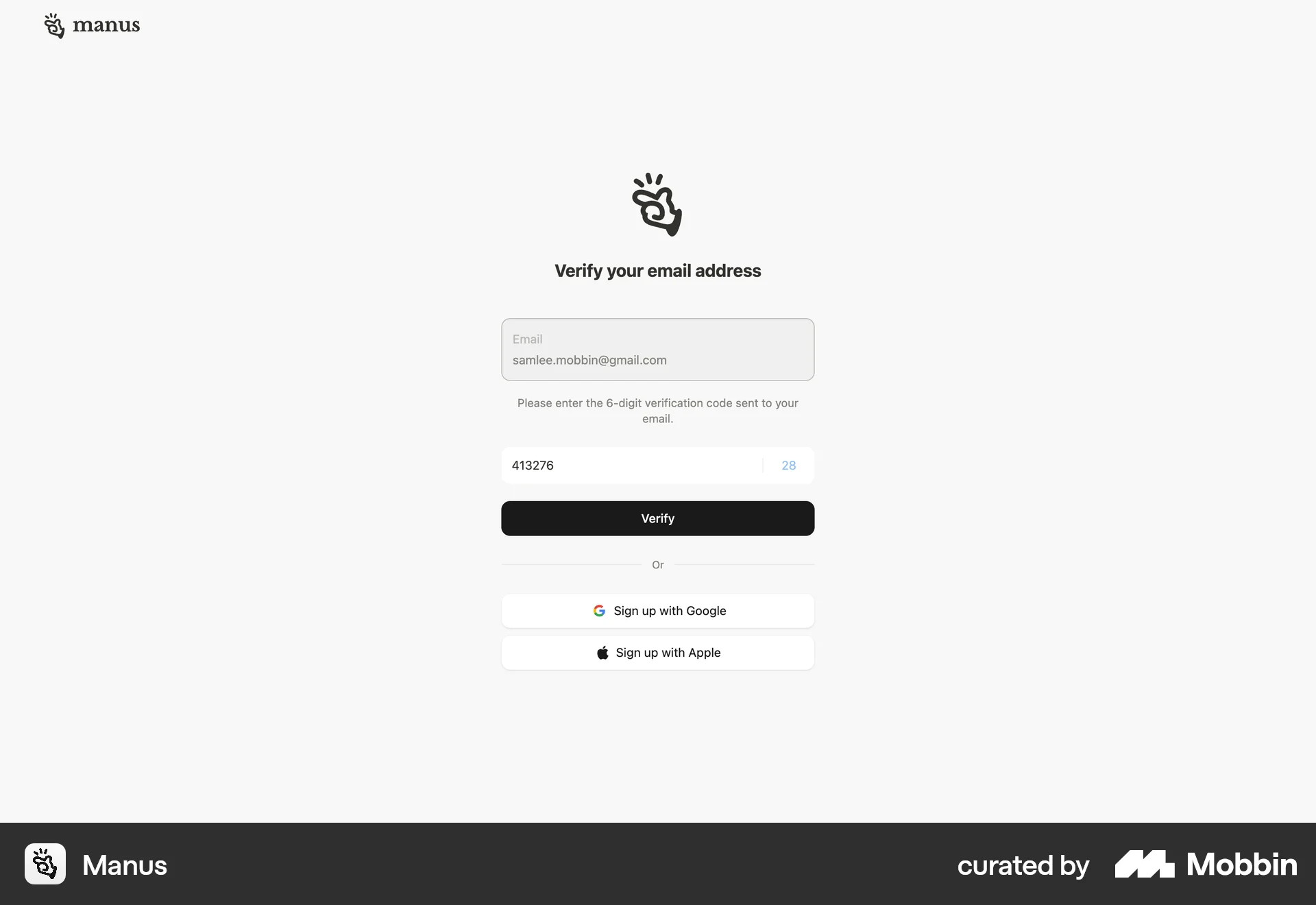 Manus Web Timer & Clock screen