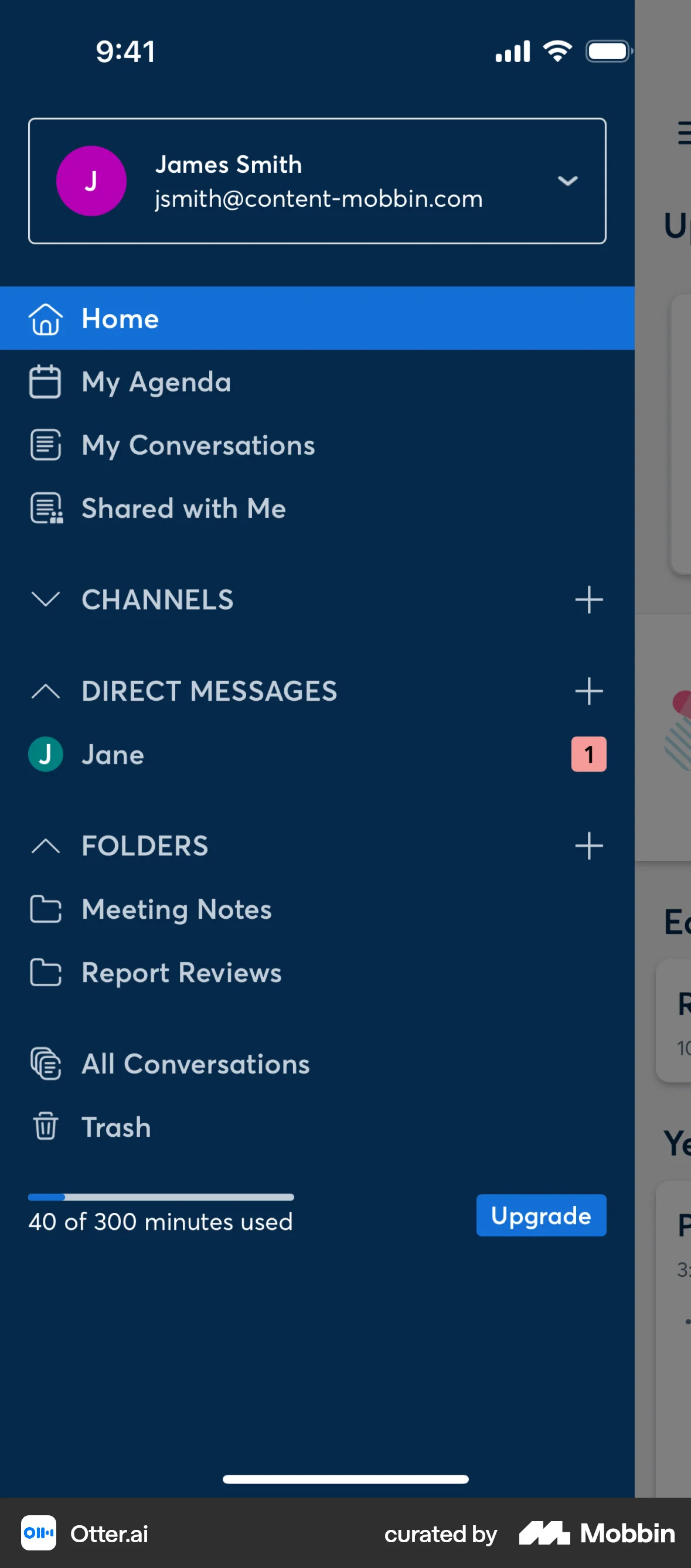 Otter.ai iOS screen containing Accordion UI element