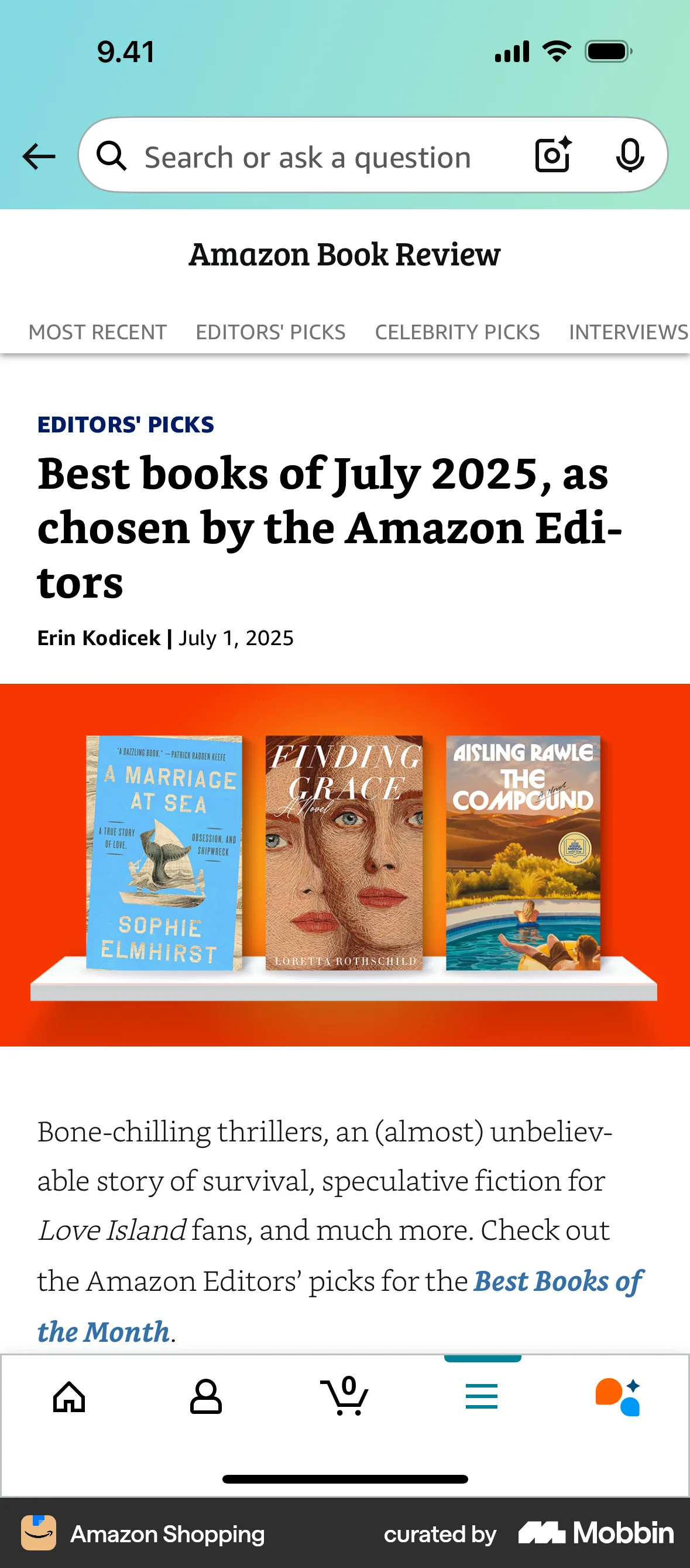 Amazon Shopping iOS Article Detail screen