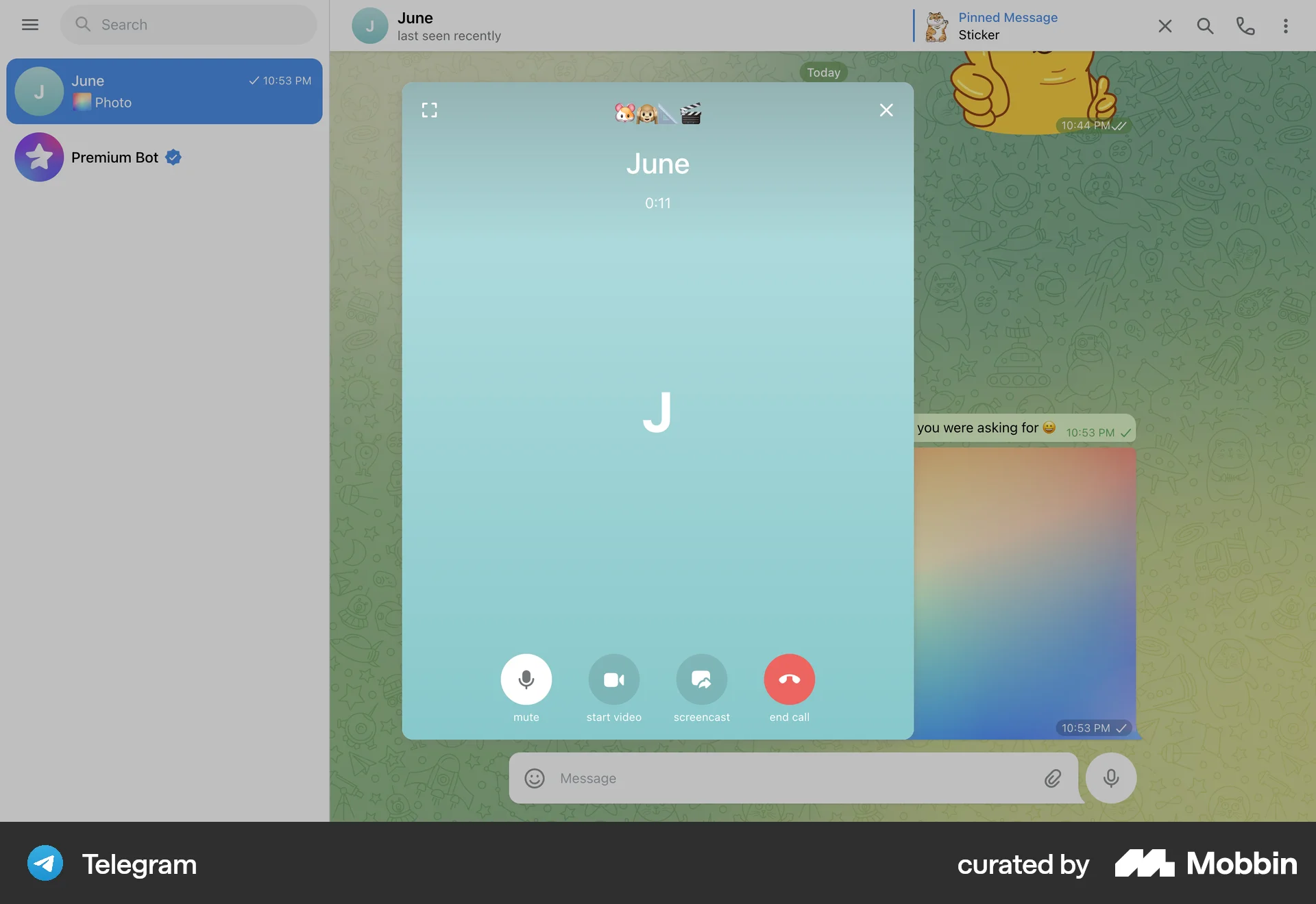Telegram Web Communication App screen